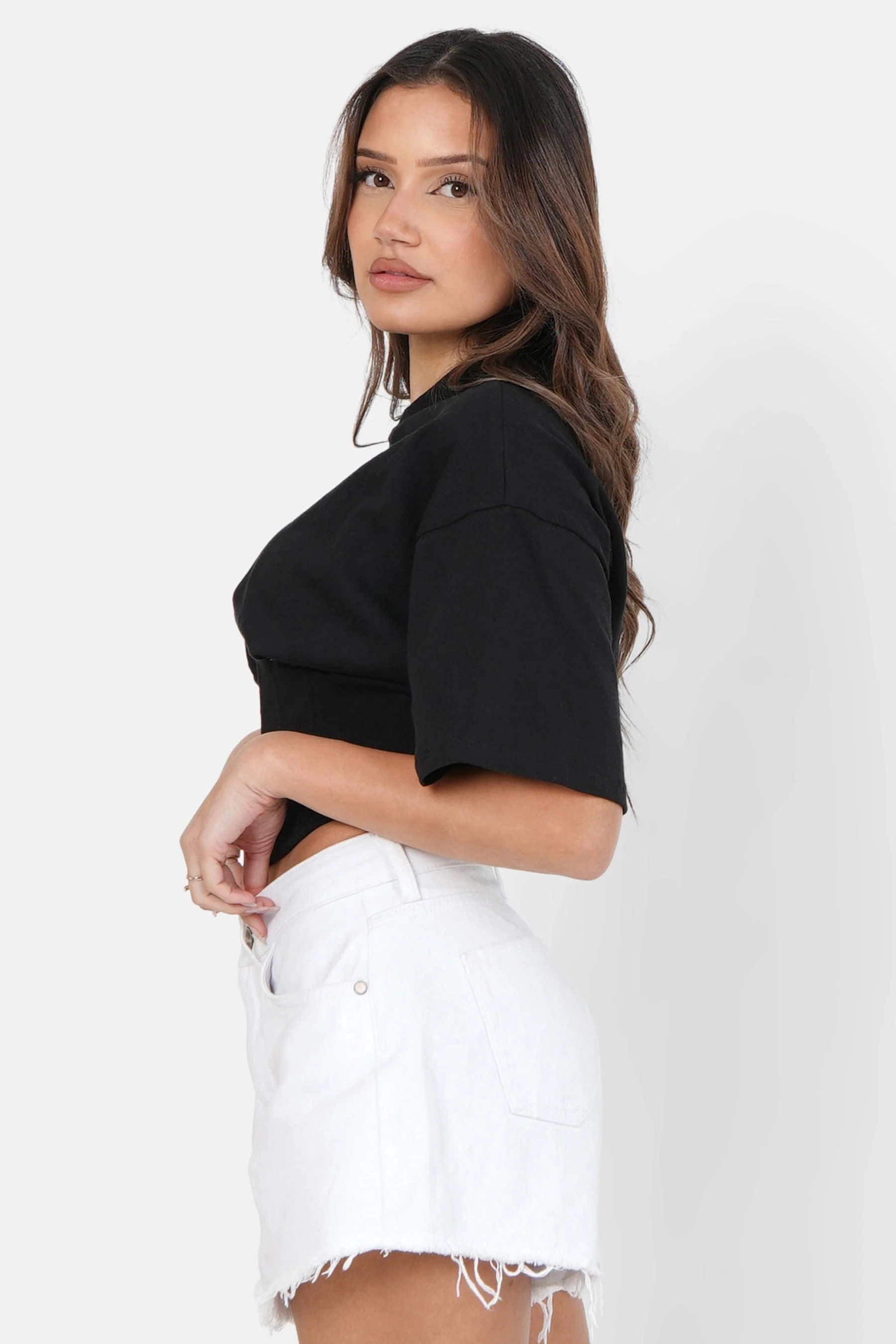 T-shirt corset court Noir - Image 4