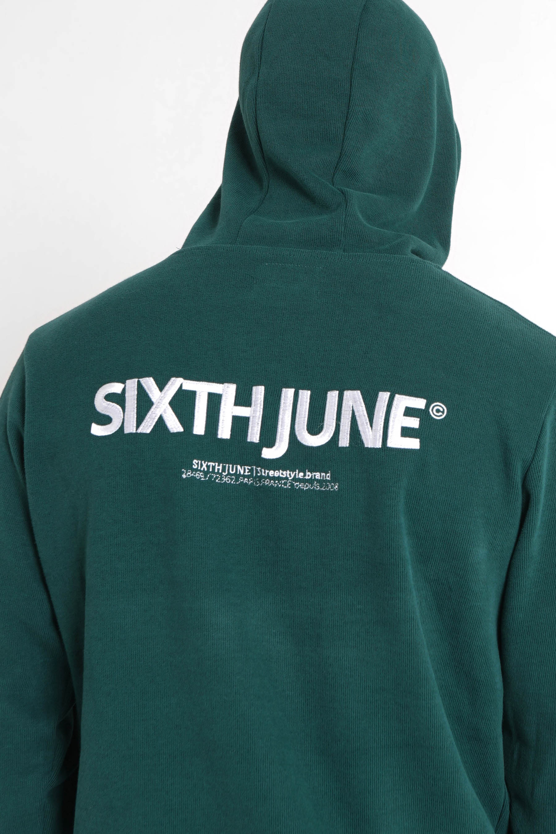 Sweat capuche côtelé patch Vert foncé - Image 4