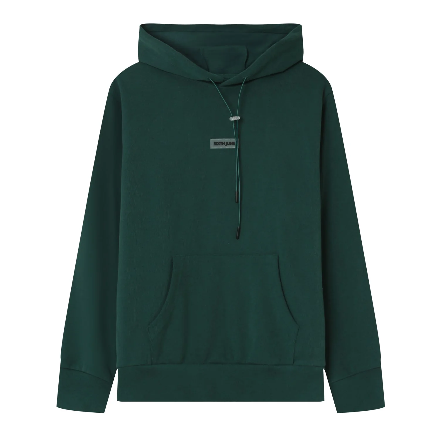 Sweat capuche côtelé patch Vert foncé - Image 7