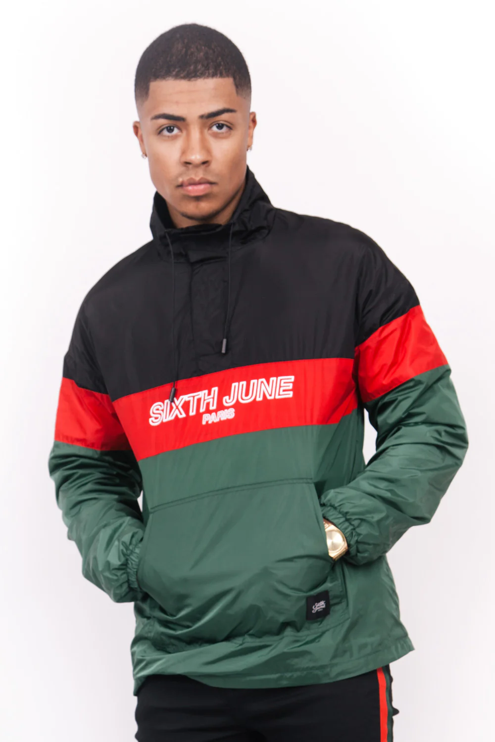 Coupe-vent tricolore texte vert noir rouge - Image 2