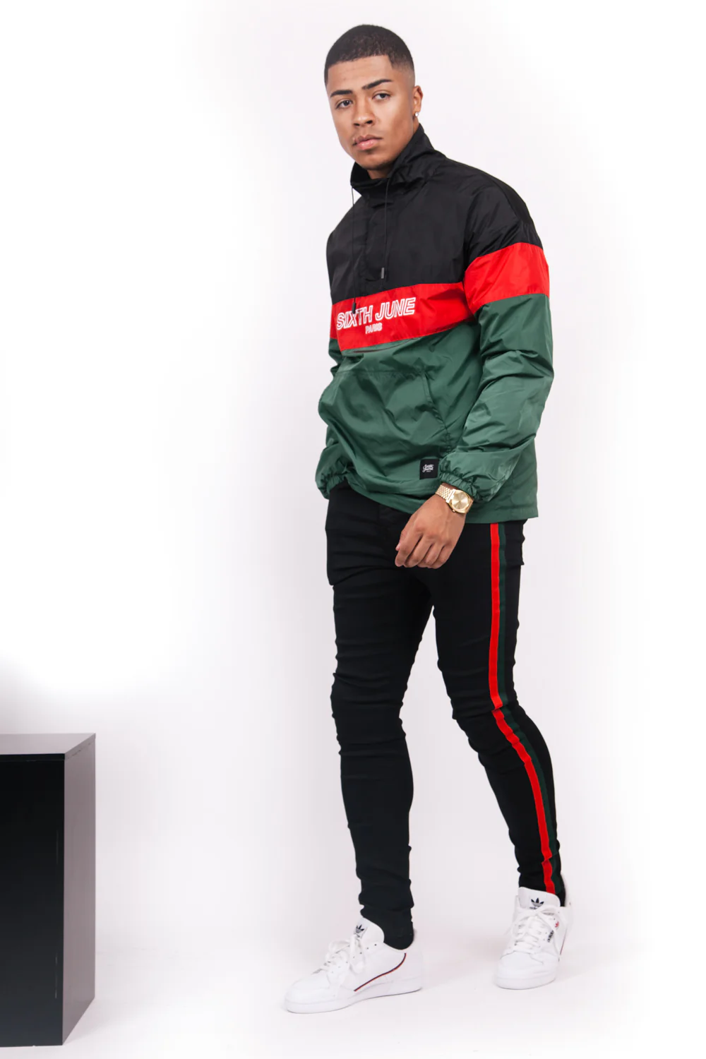 Coupe-vent tricolore texte vert noir rouge - Image 3