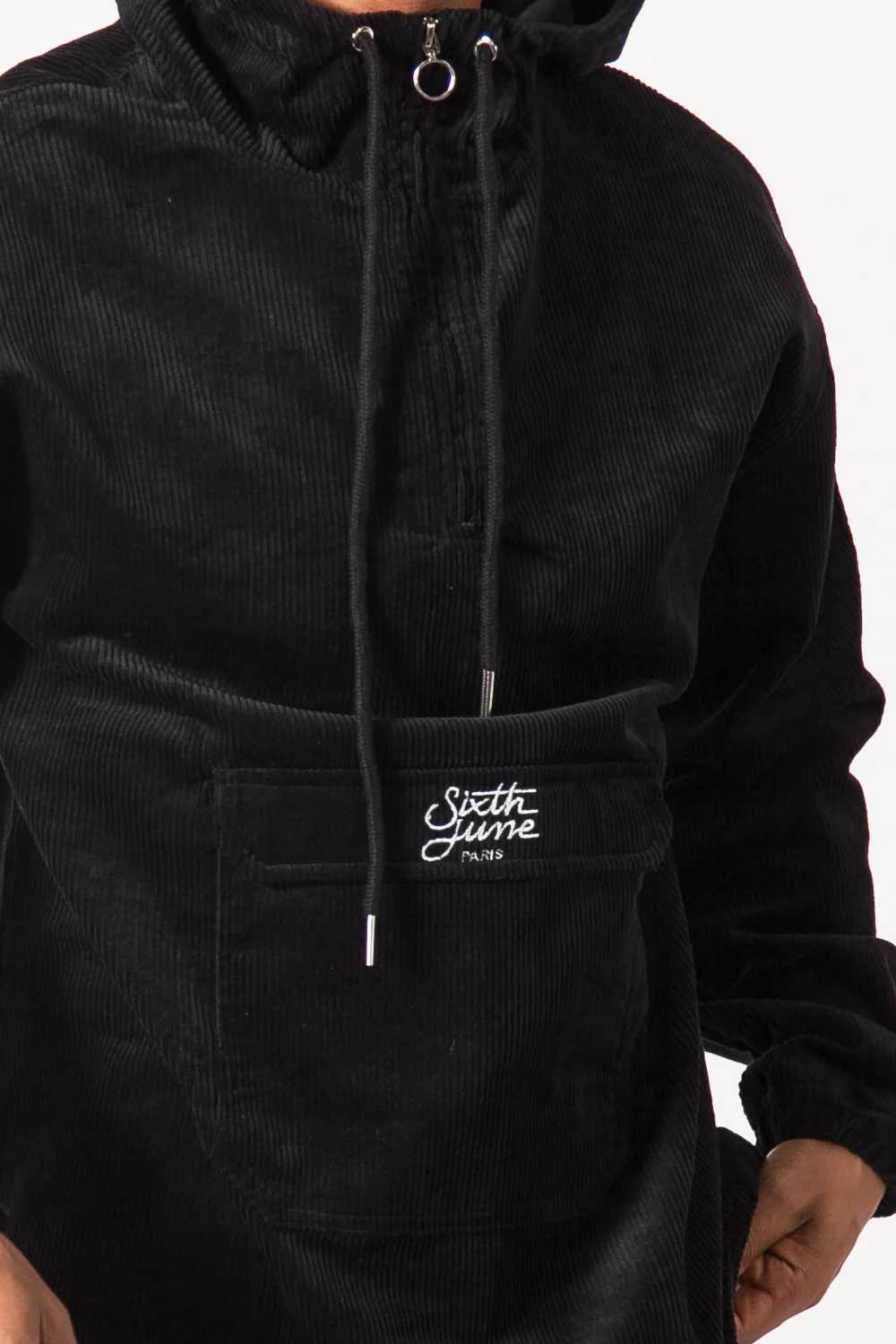 Coupe vent velours capuche noir - Image 3