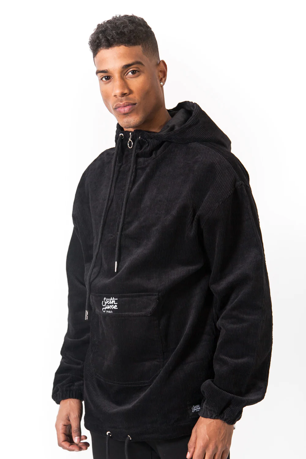 Coupe vent velours capuche noir - Image 4