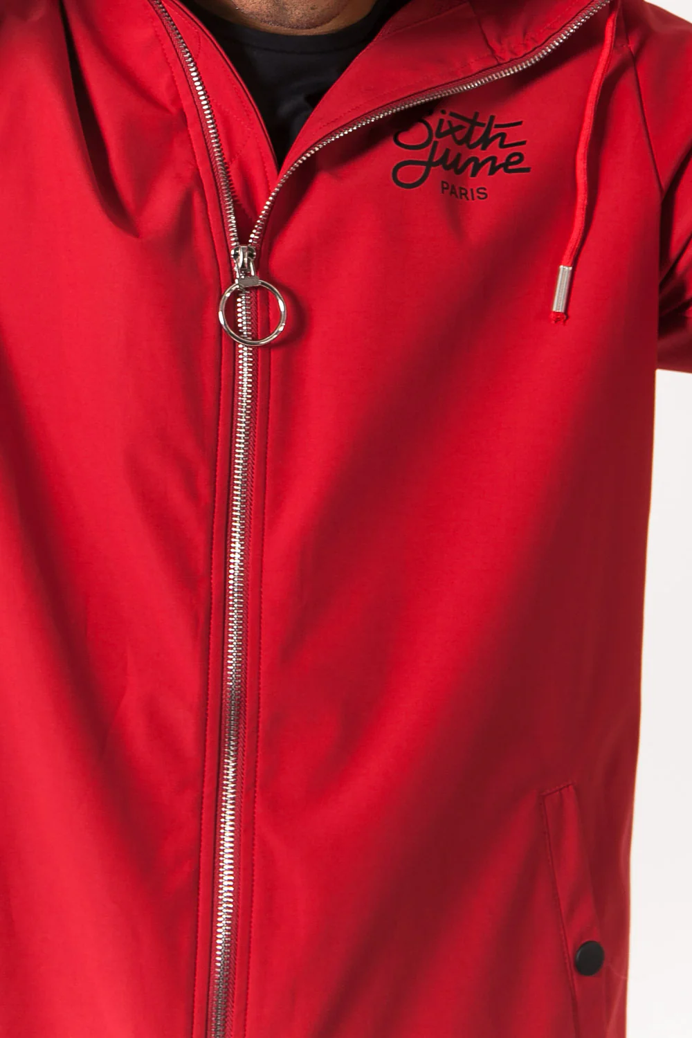 Coupe-vent zippé logo Sixth June rouge - Image 3