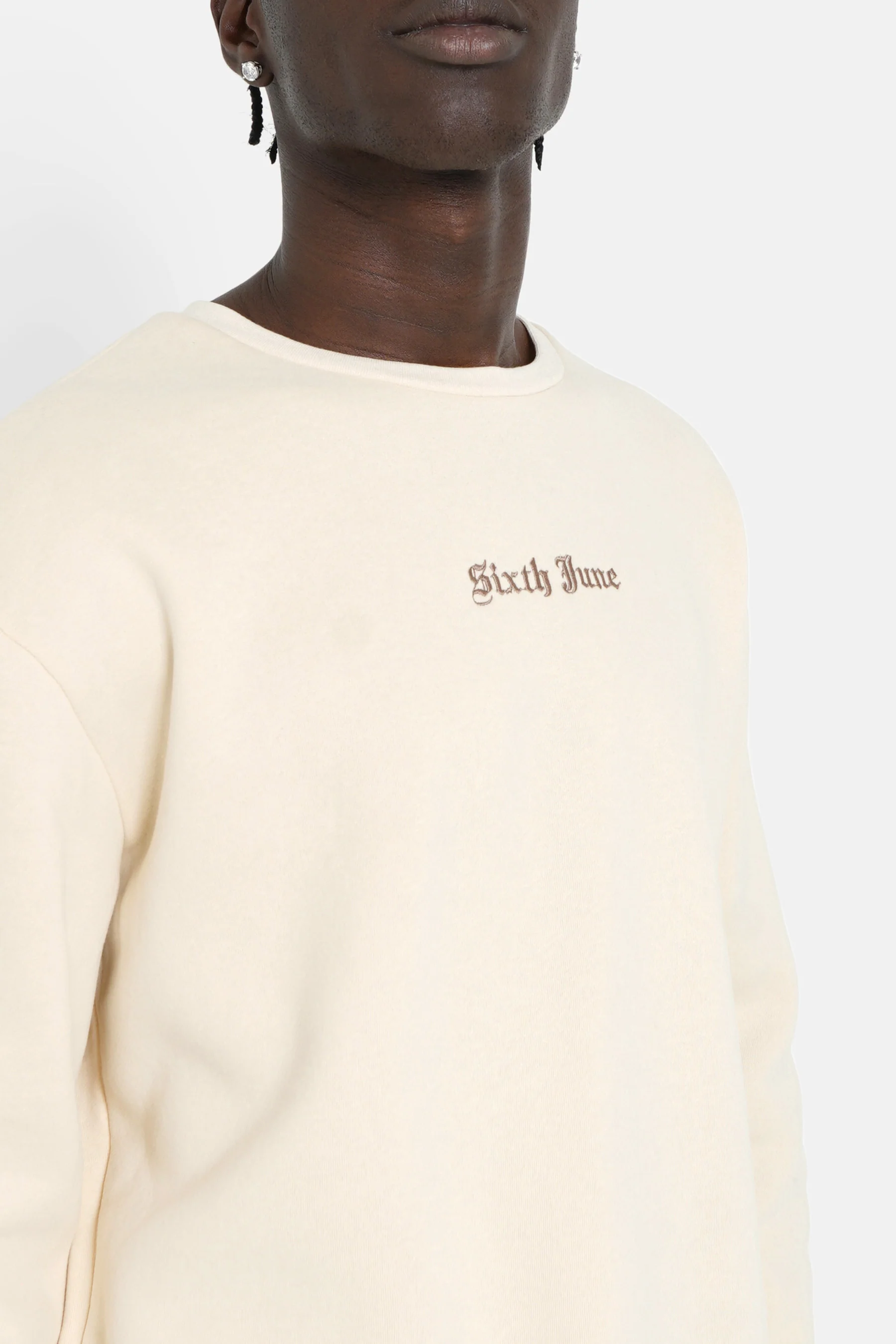 Sweatshirt broderies crew Beige - Image 4