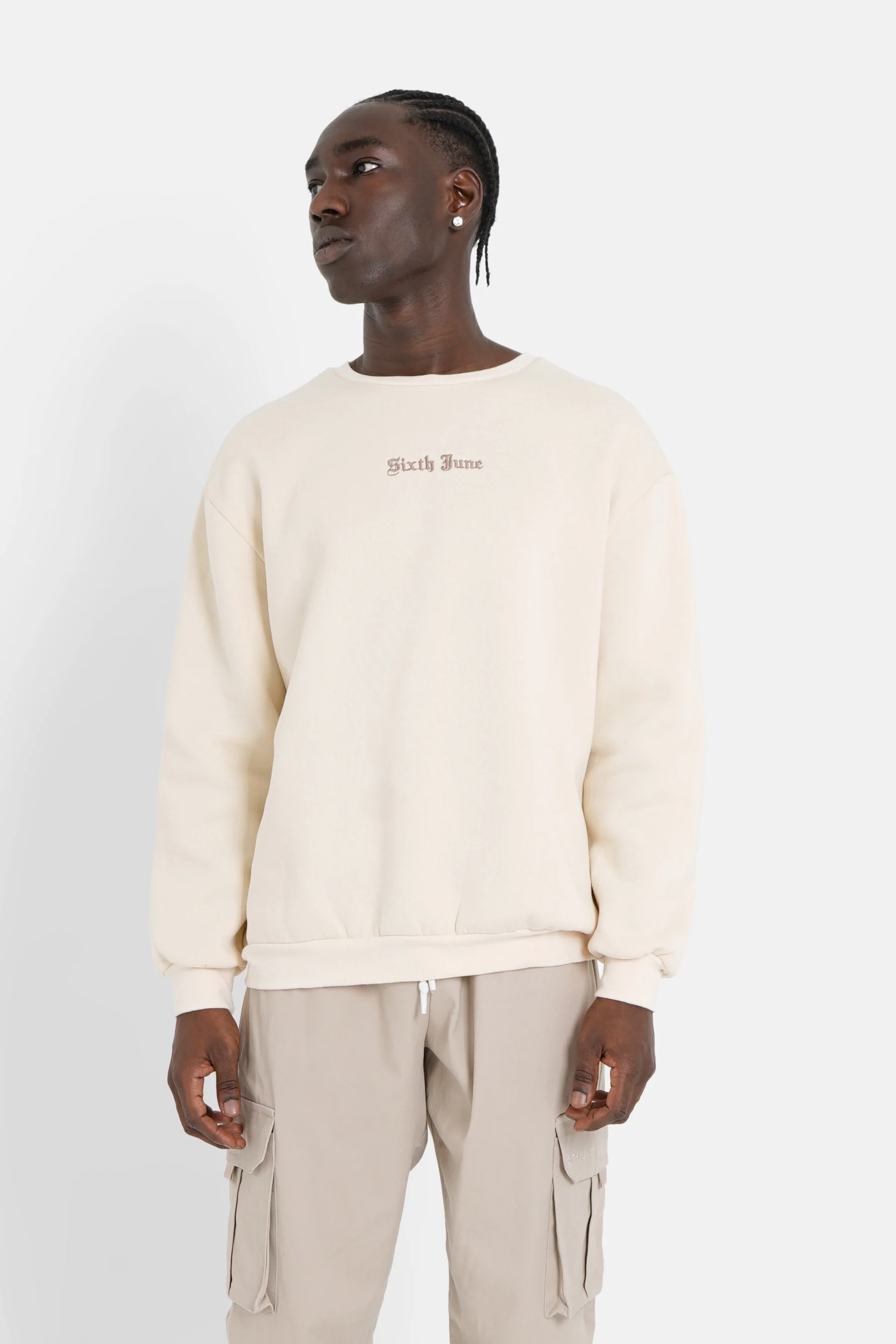 Sweatshirt broderies crew Beige - Image 5