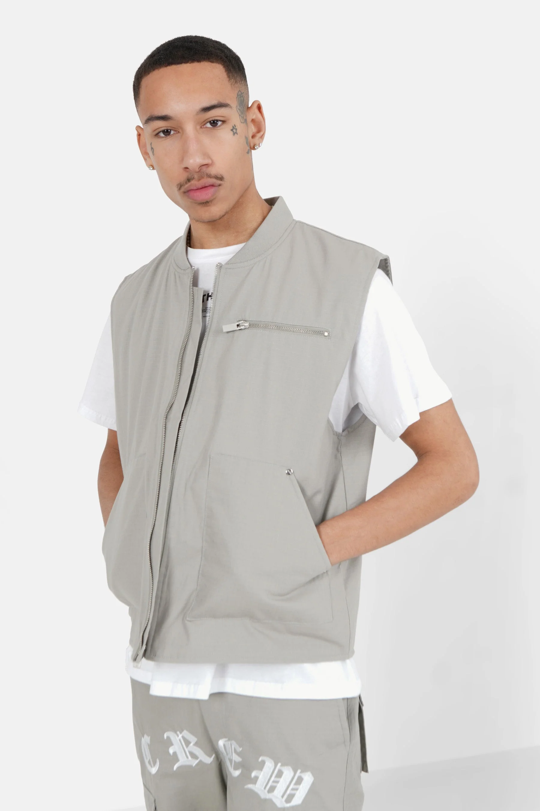 Gilet zip Crew Gris clair - Image 4