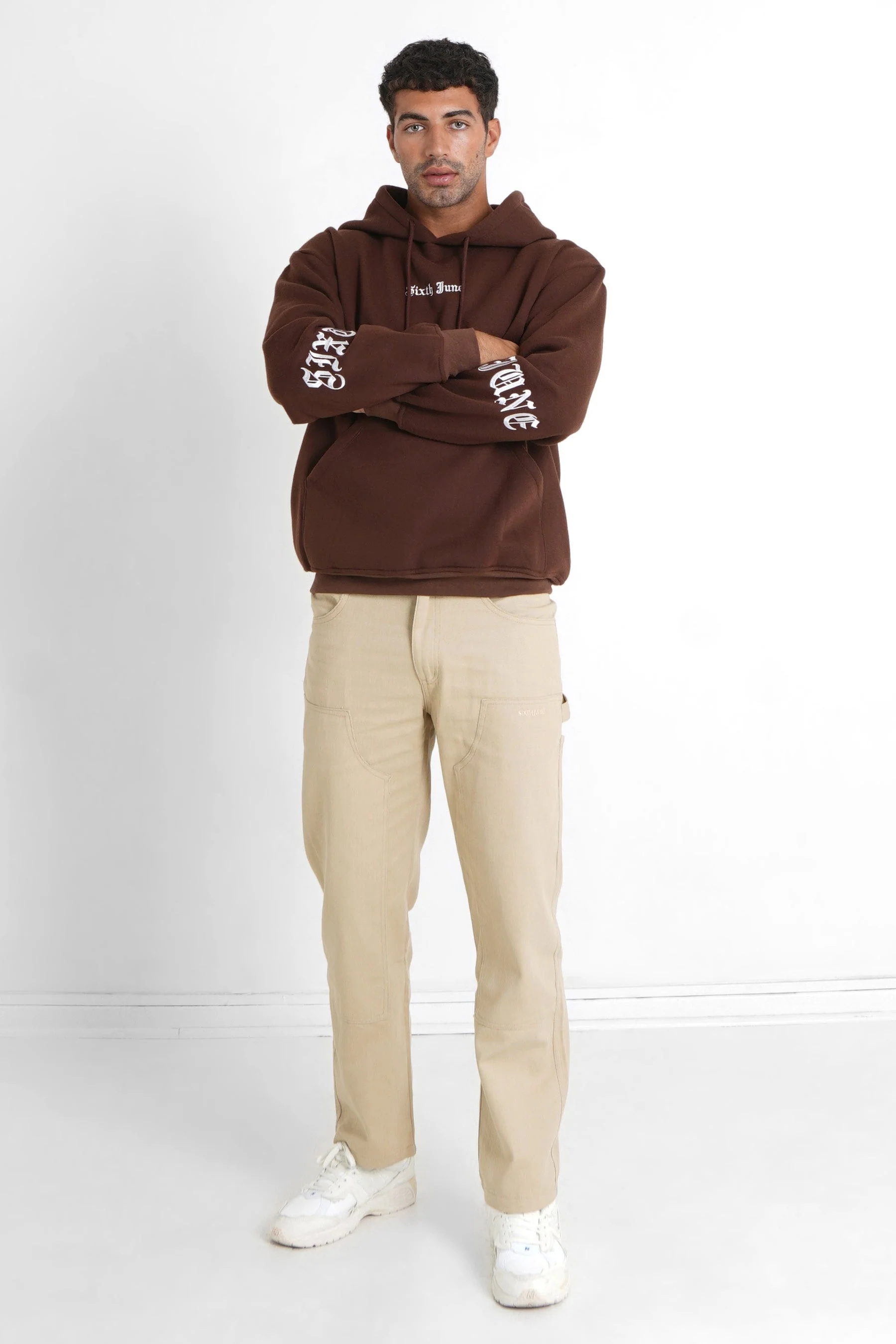 Sweatshirt capuche crew molletonné Marron foncé - Image 2