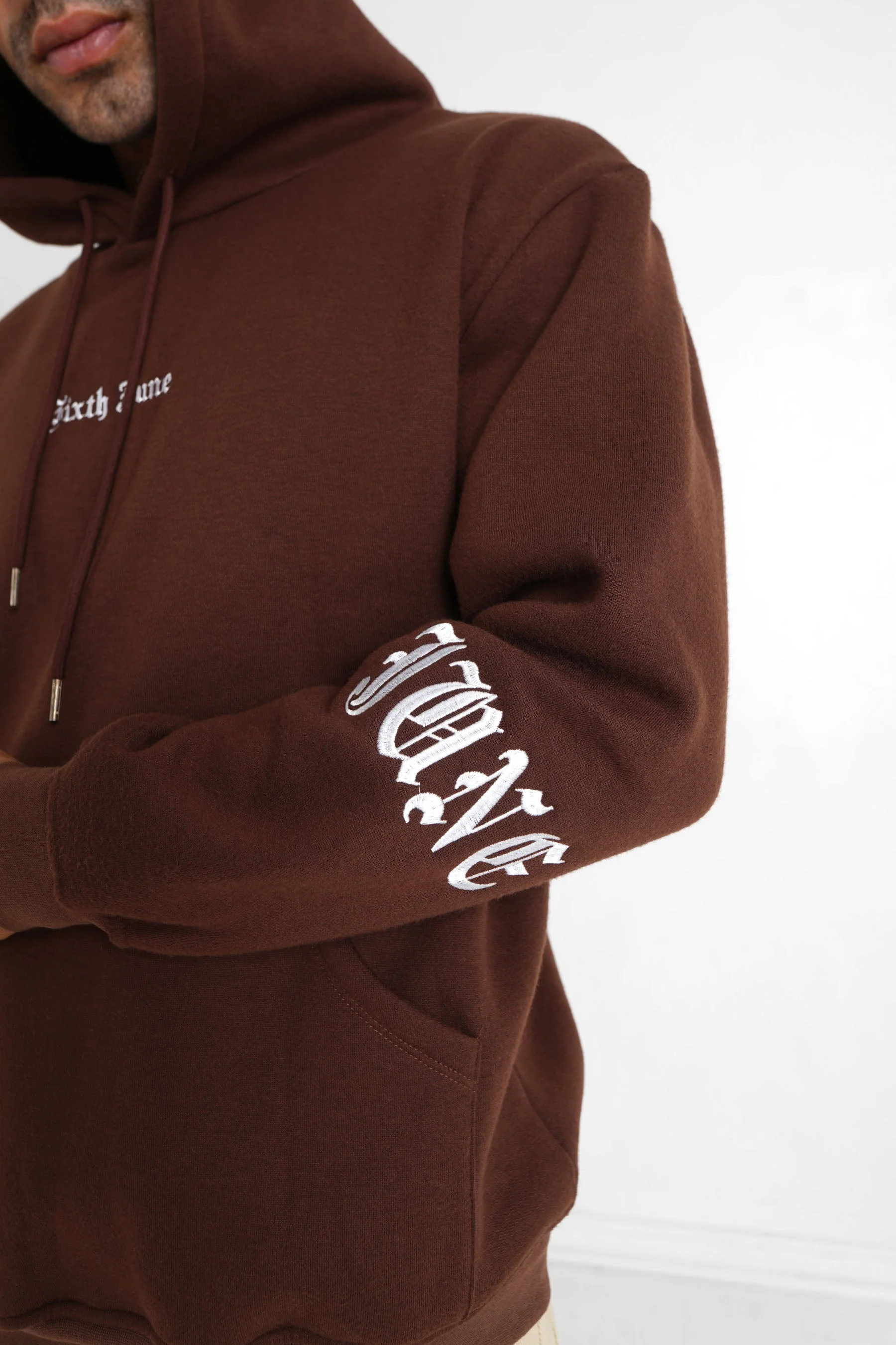 Sweatshirt capuche crew molletonné Marron foncé - Image 3