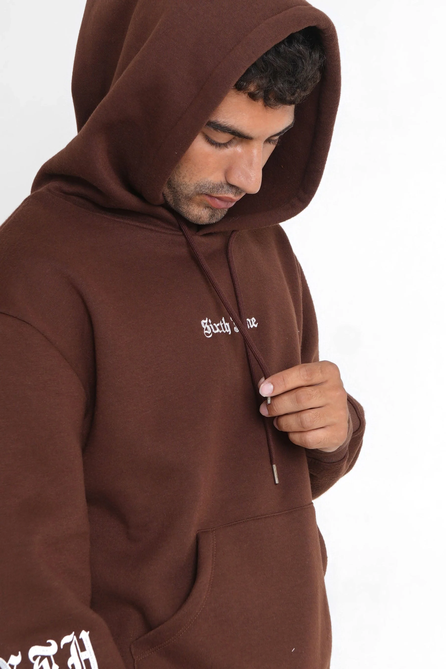 Sweatshirt capuche crew molletonné Marron foncé - Image 4