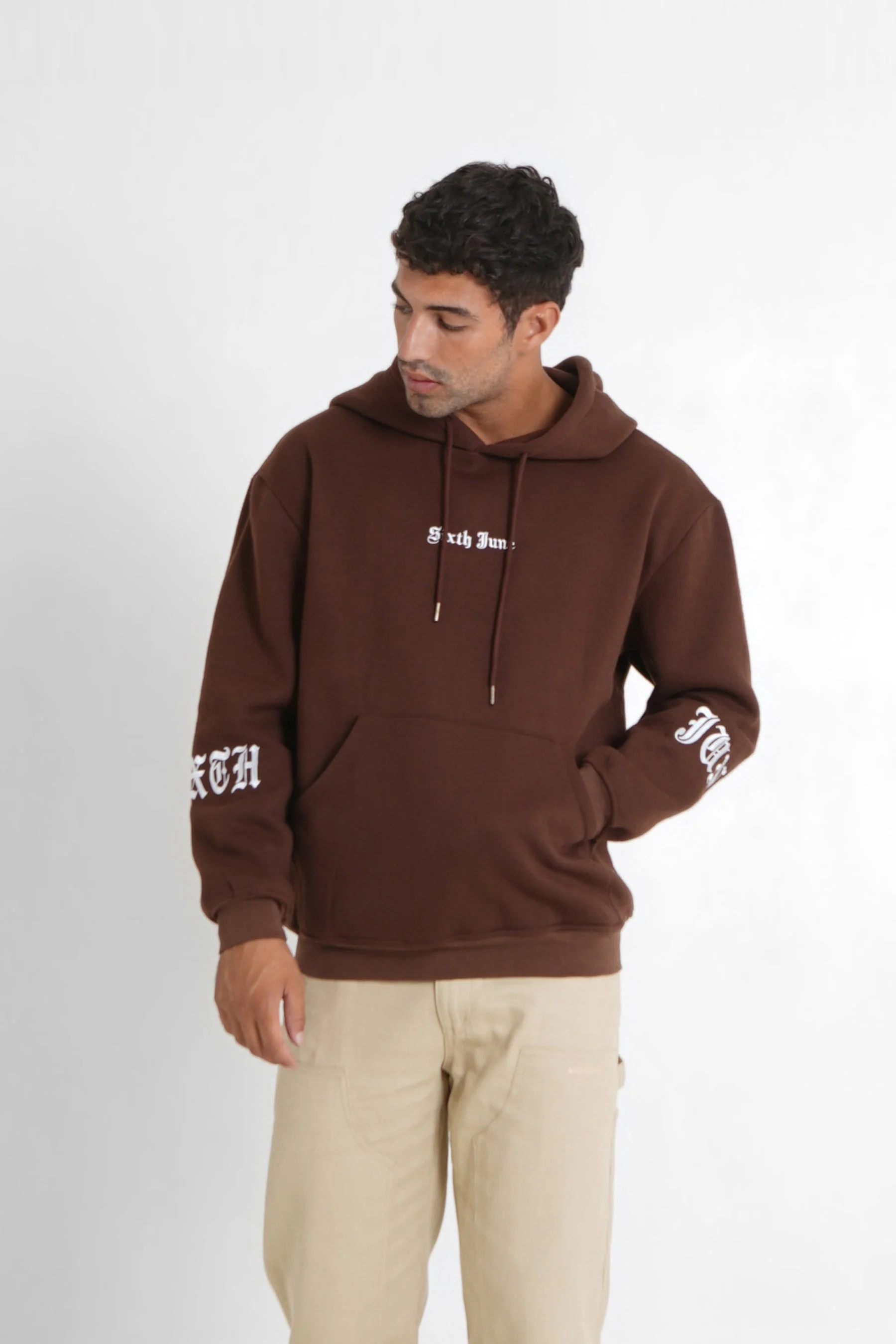 Sweatshirt capuche crew molletonné Marron foncé - Image 5