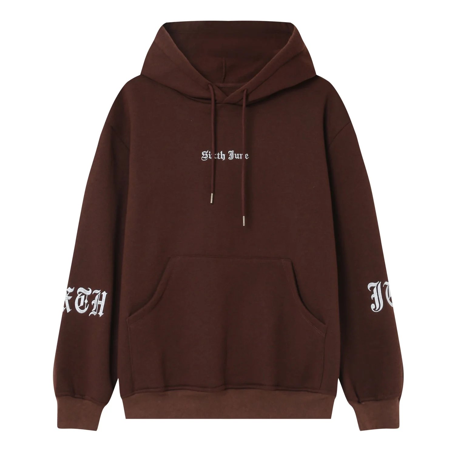Sweatshirt capuche crew molletonné Marron foncé - Image 7