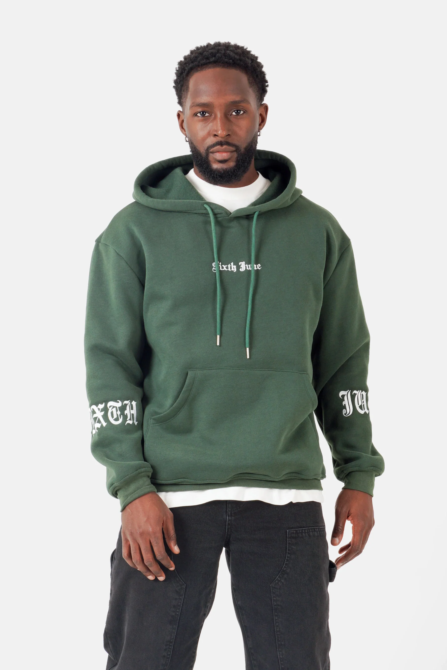 Sweatshirt capuche crew molletonné Vert foncé - Image 5