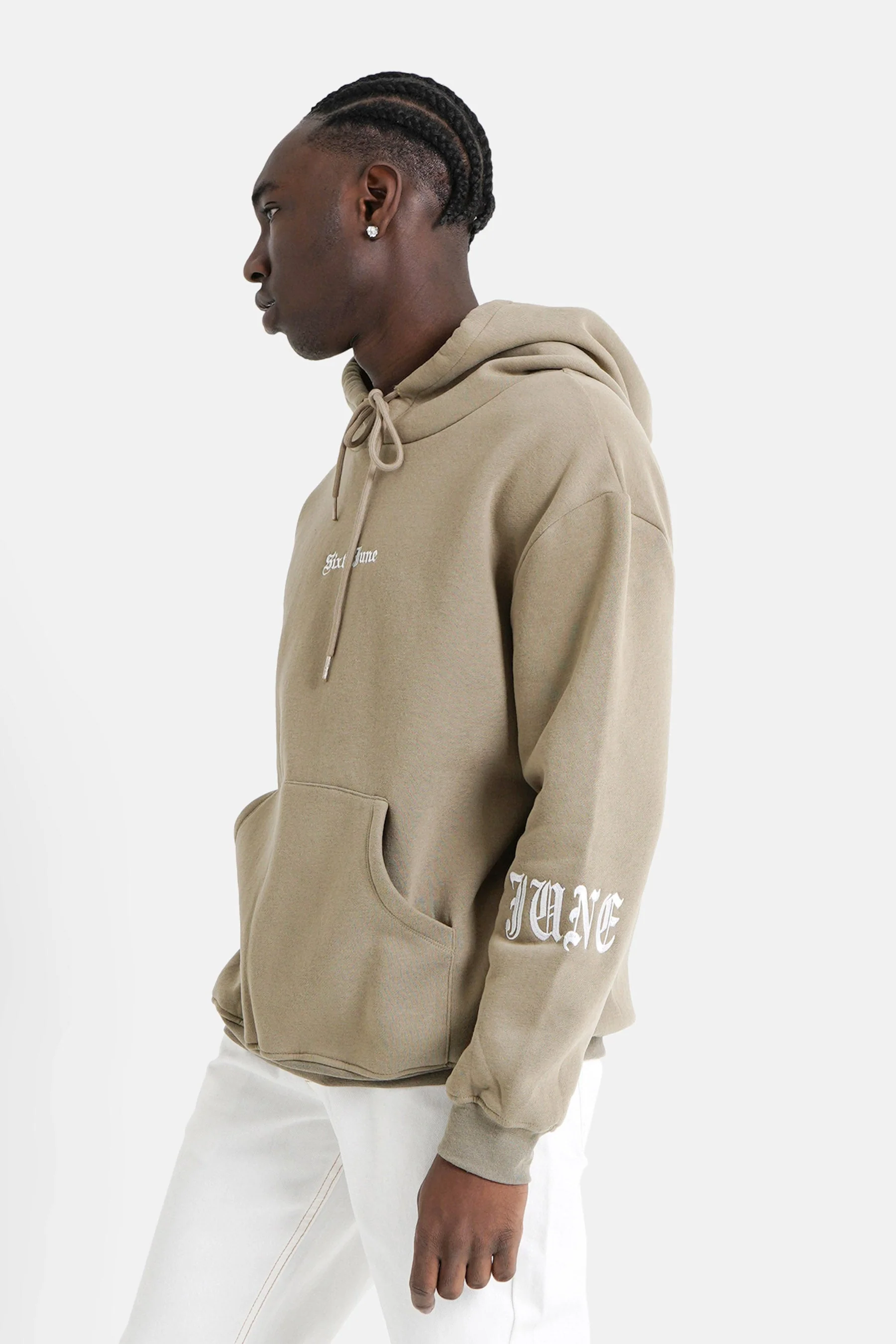 Sweatshirt capuche crew molletonné Vert kaki - Image 4