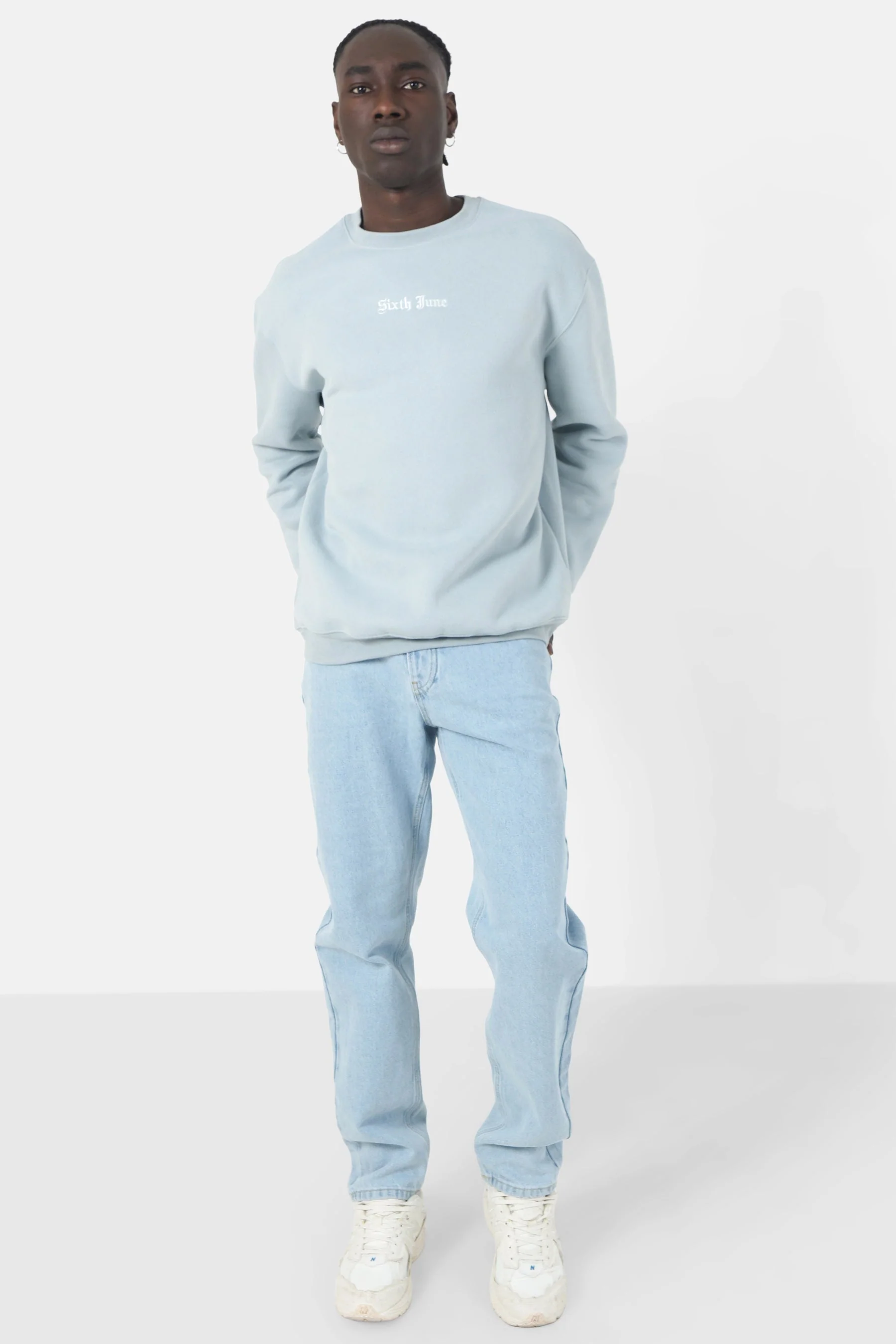 Sweatshirt broderies crew oversize Bleu clair - Image 2