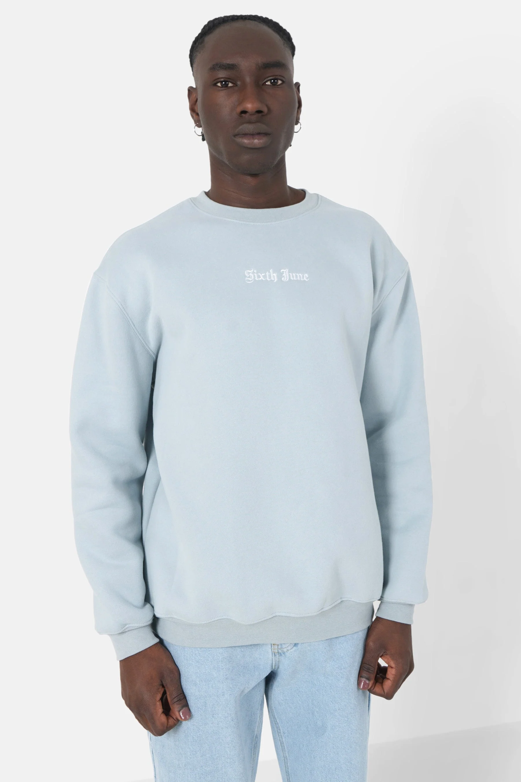 Sweatshirt broderies crew oversize Bleu clair - Image 5