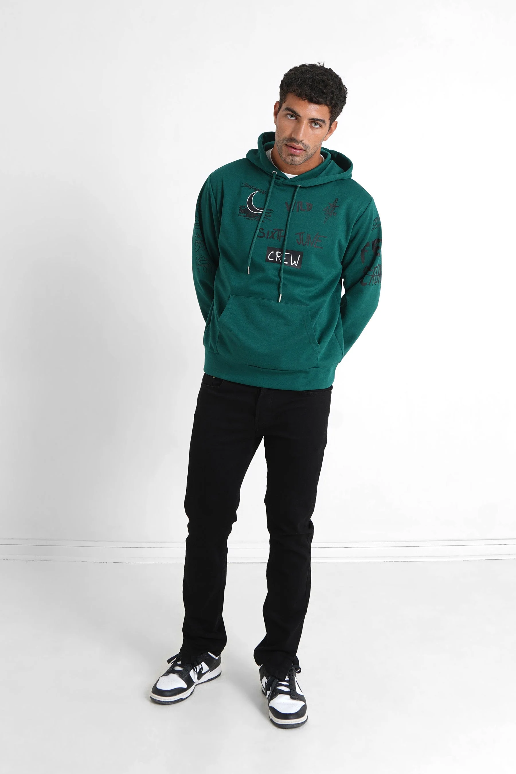Sweat à capuche crew Vert foncé - Image 2
