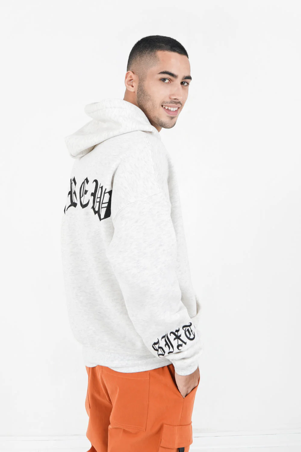 Sweat capuche crew manches Gris clair - Image 4