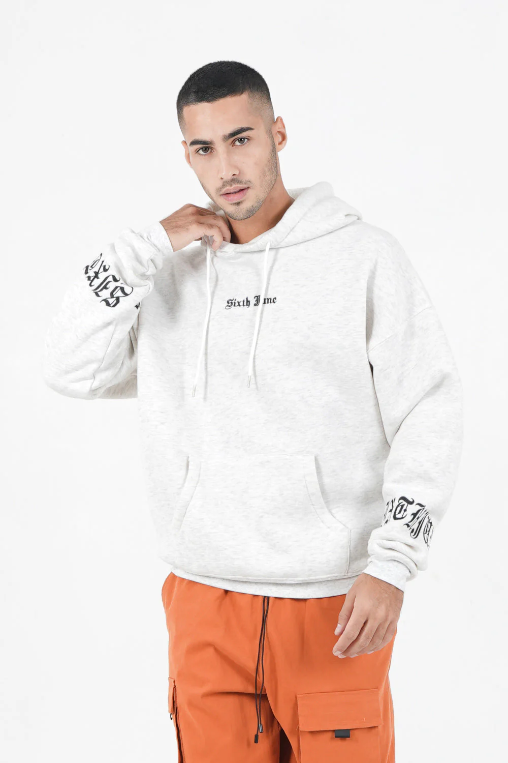 Sweat capuche crew manches Gris clair - Image 5