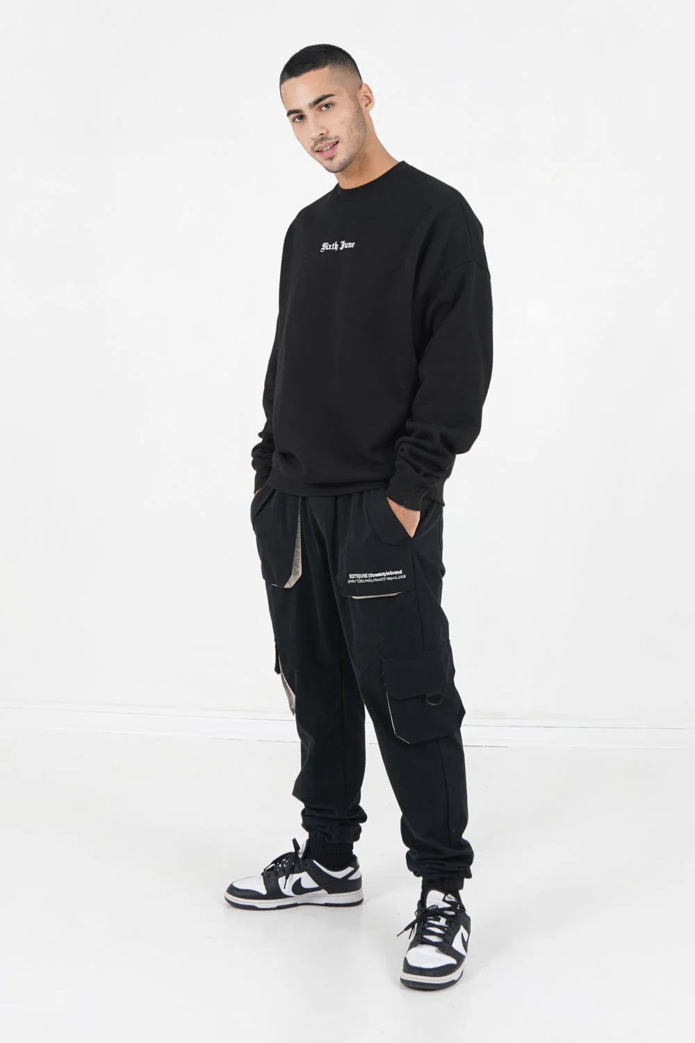Sweatshirt broderies crew oversize Noir - Image 2