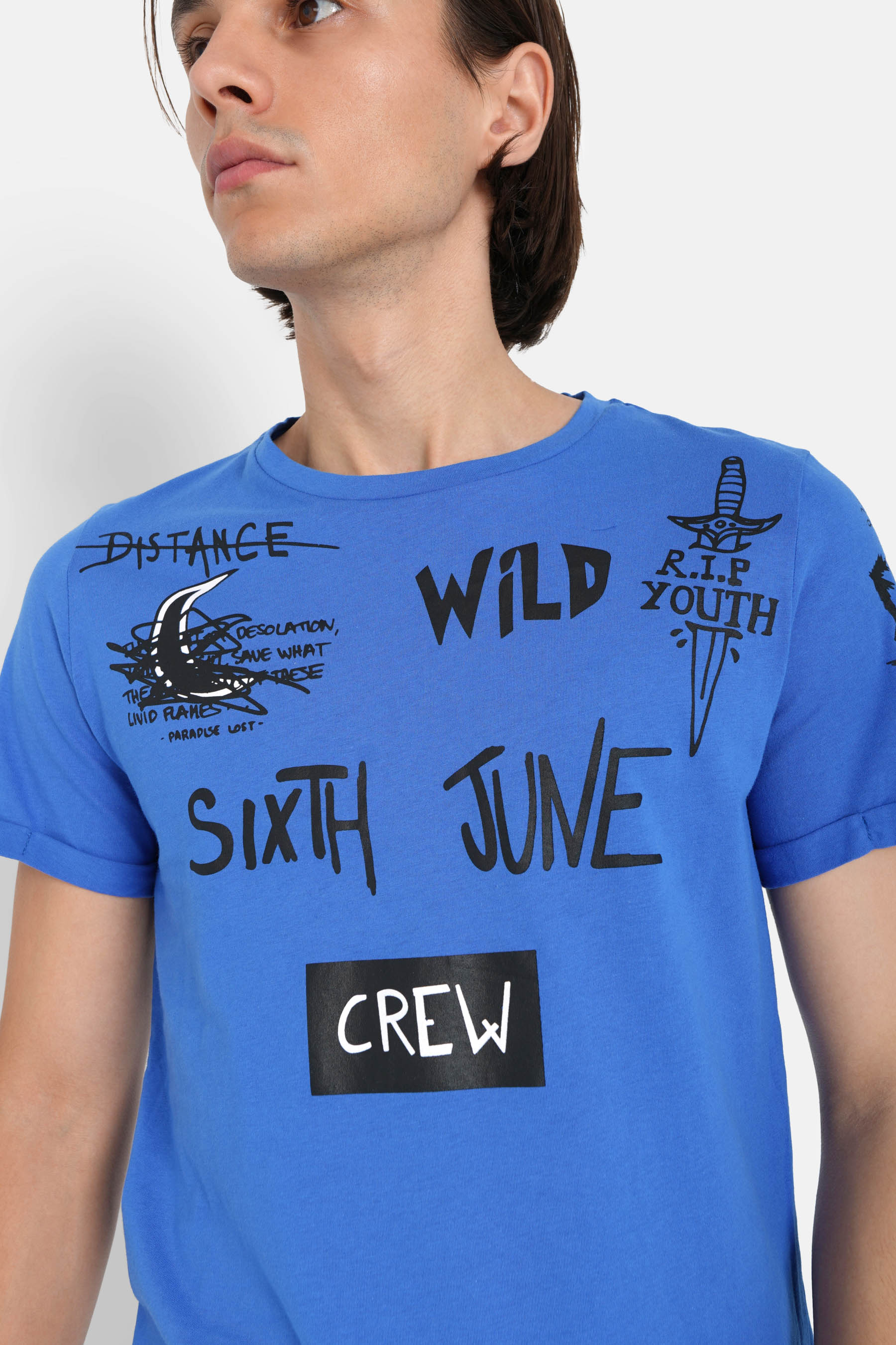 T-shirt crew Bleu foncé - Image 3