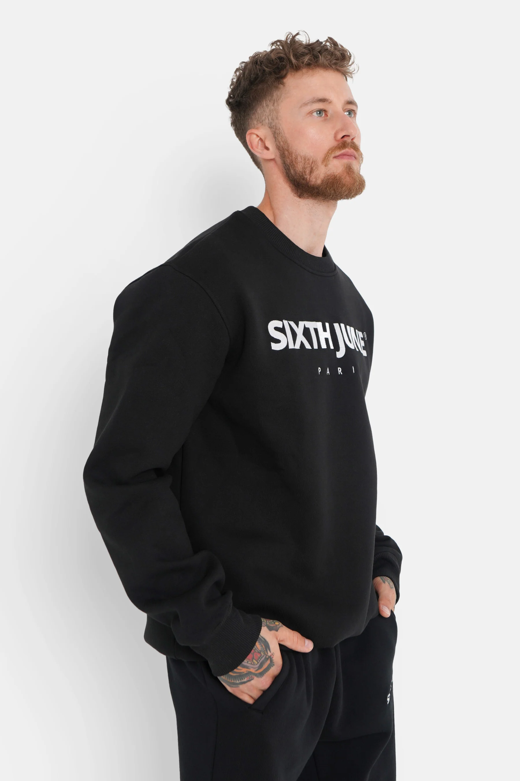 Sweatshirt molletonné logo brodé Noir - Image 4