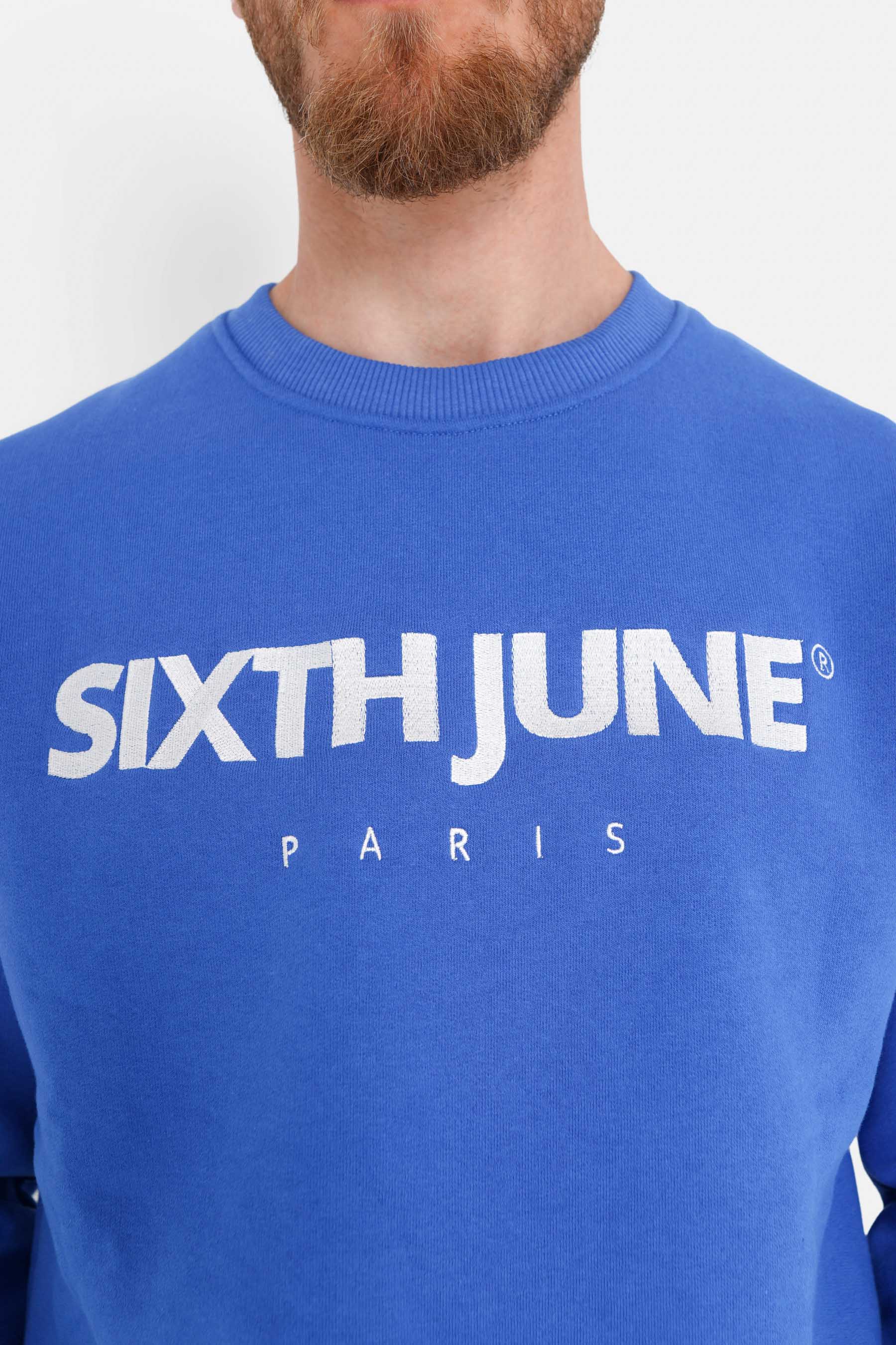 Sweatshirt molletonné logo brodé Bleu - Image 3