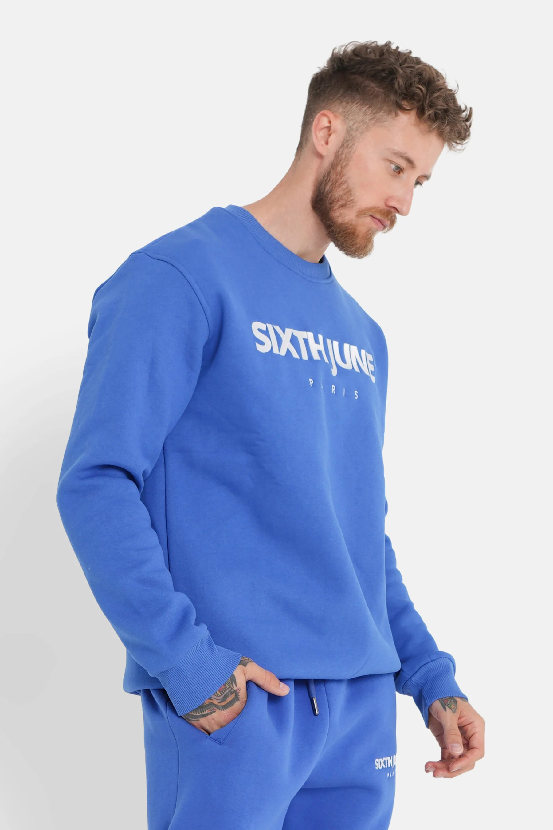 Sweatshirt molletonné logo brodé Bleu - Image 4