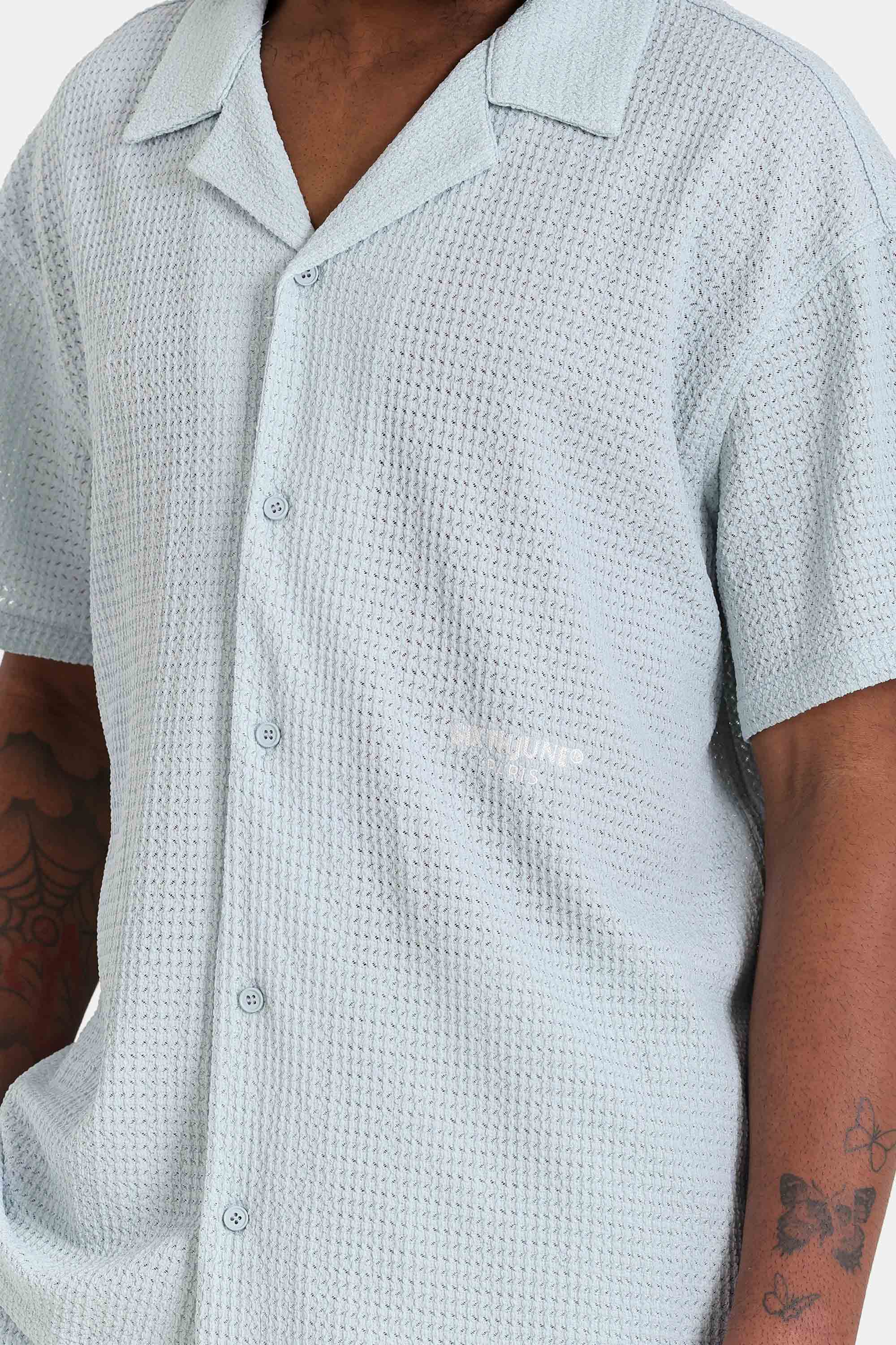 Chemise crochet broderie Bleu clair - Image 3