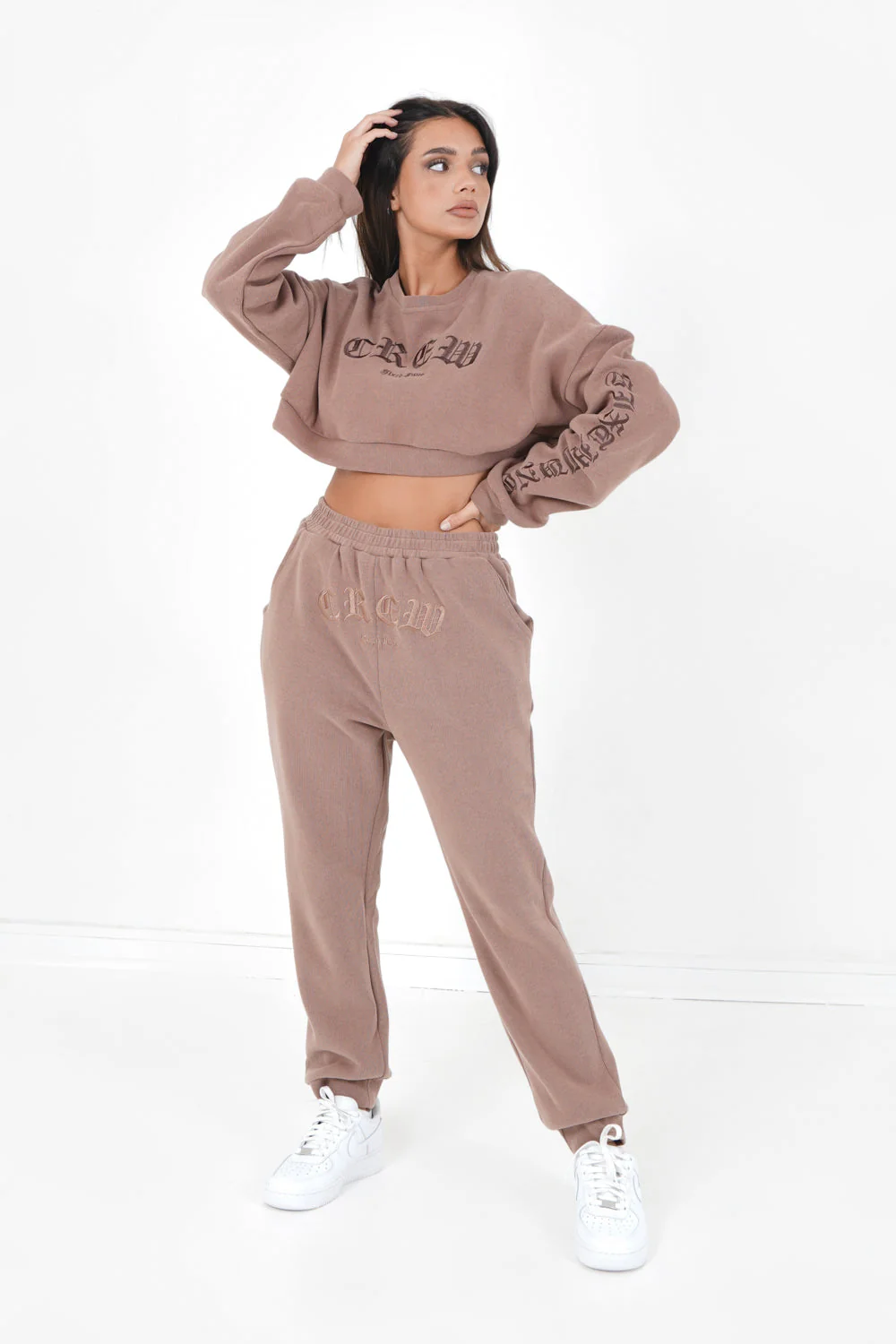 Sweatshirt court CREW gothique Beige foncé - Image 2