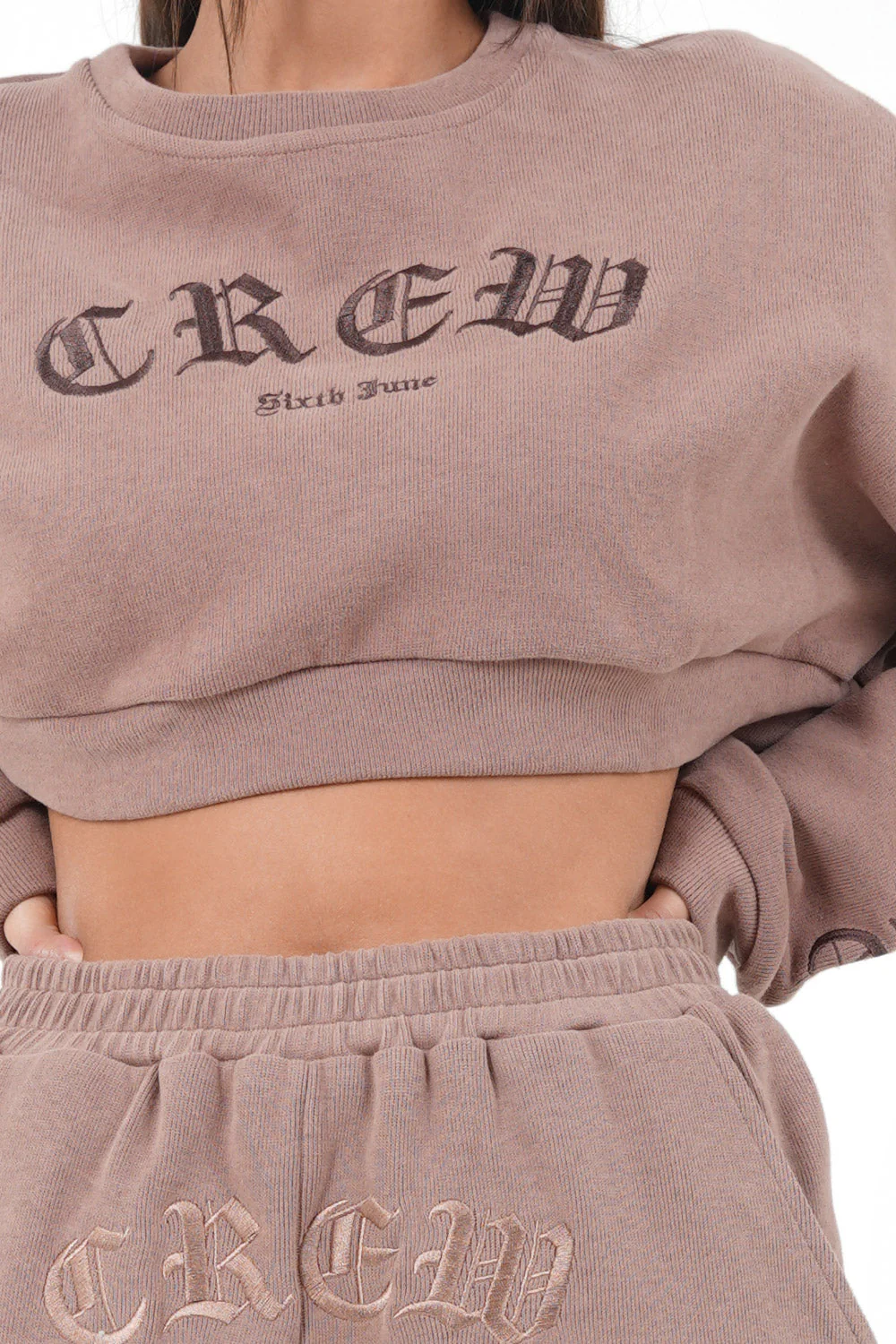 Sweatshirt court CREW gothique Beige foncé - Image 3