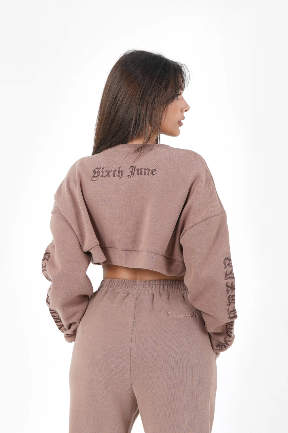 Sweatshirt court CREW gothique Beige foncé - Image 5