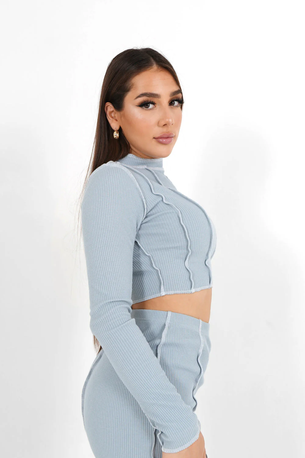 Top couture surfilée Bleu clair - Image 4