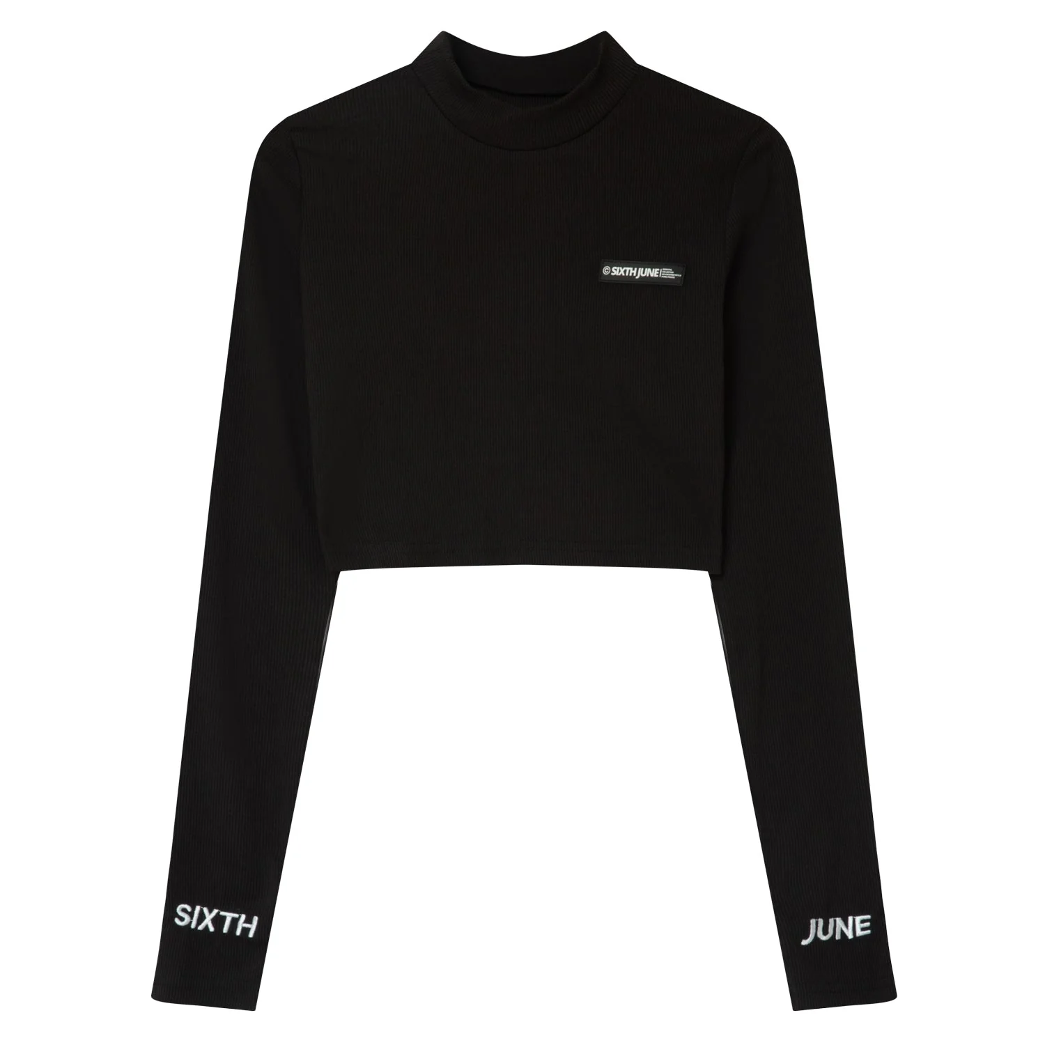 T-shirt court satiné brodé Noir - Image 6