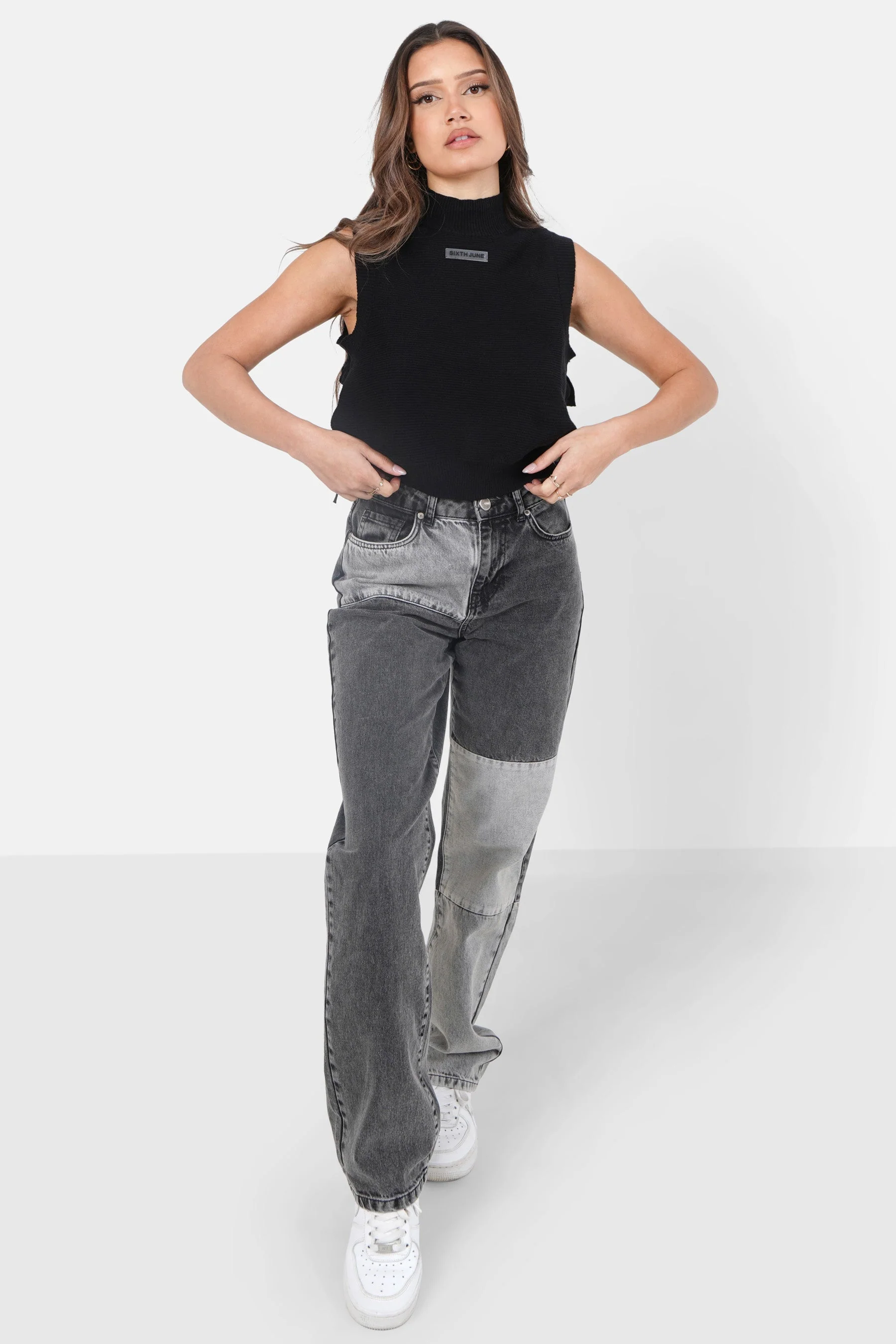 Top sans manches maille ouverture Noir - Image 2