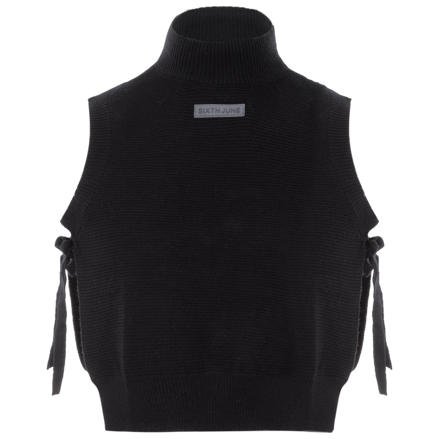 Top sans manches maille ouverture Noir - Image 6