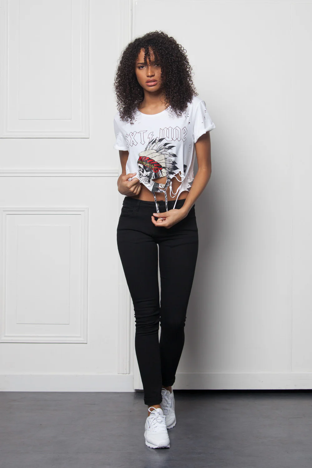 Crop top Monsters destroyed Women white W2632VTS - Image 2