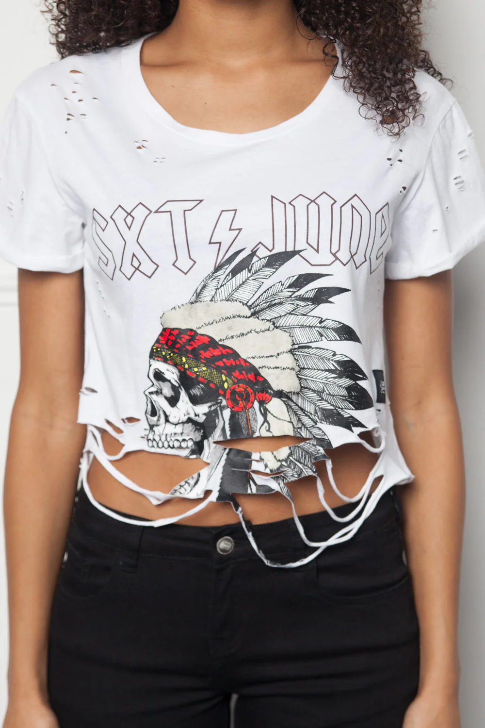 Crop top Monsters destroyed Women white W2632VTS - Image 3