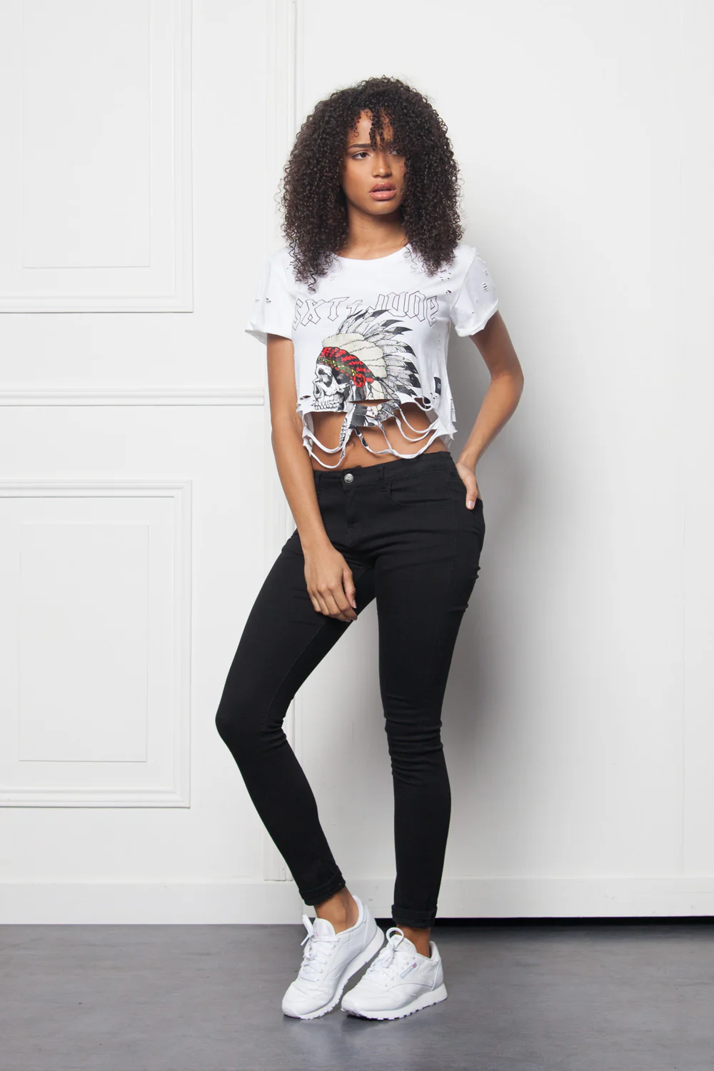 Crop top Monsters destroyed Women white W2632VTS - Image 4