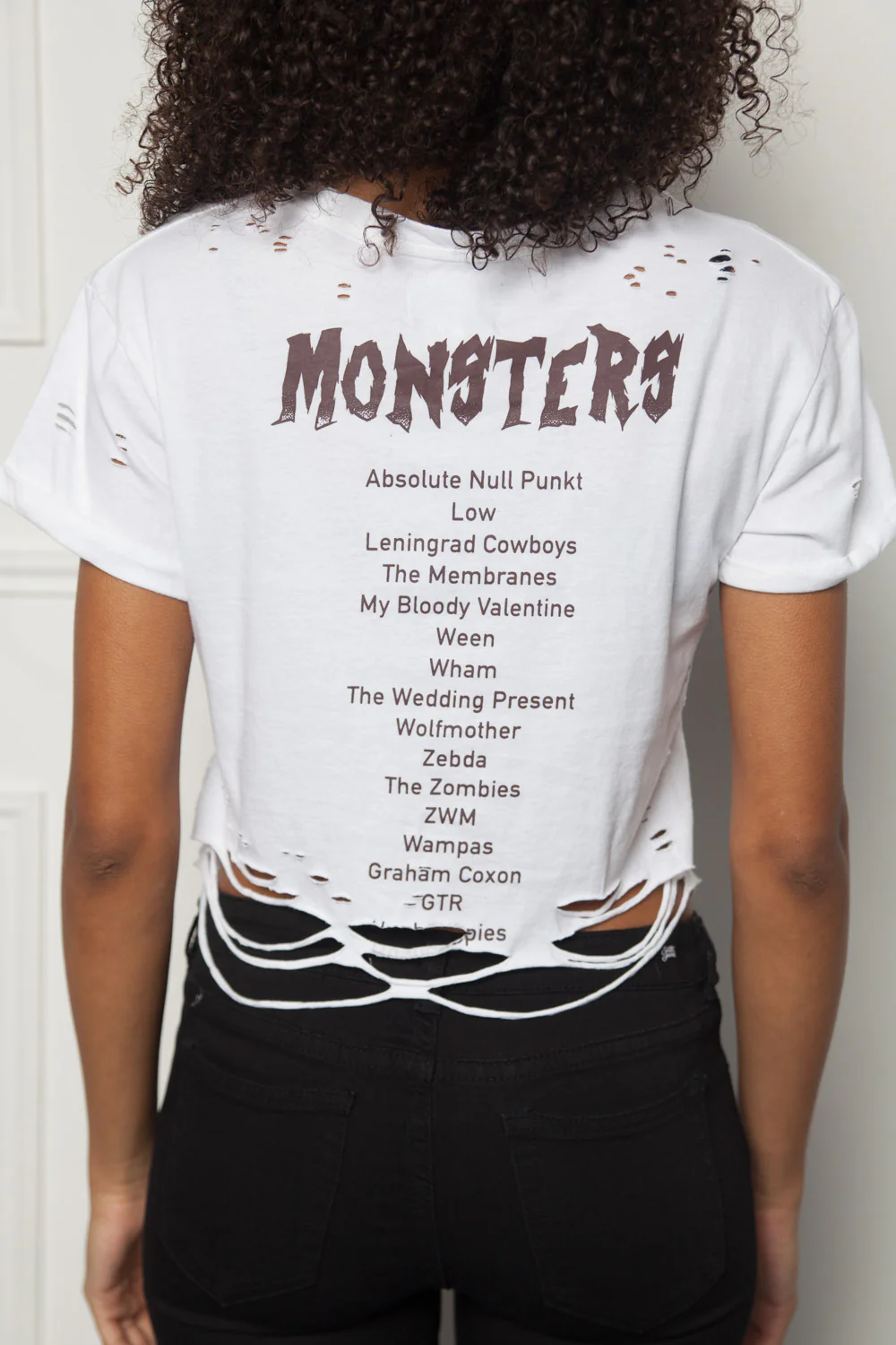 Crop top Monsters destroyed Women white W2632VTS - Image 5