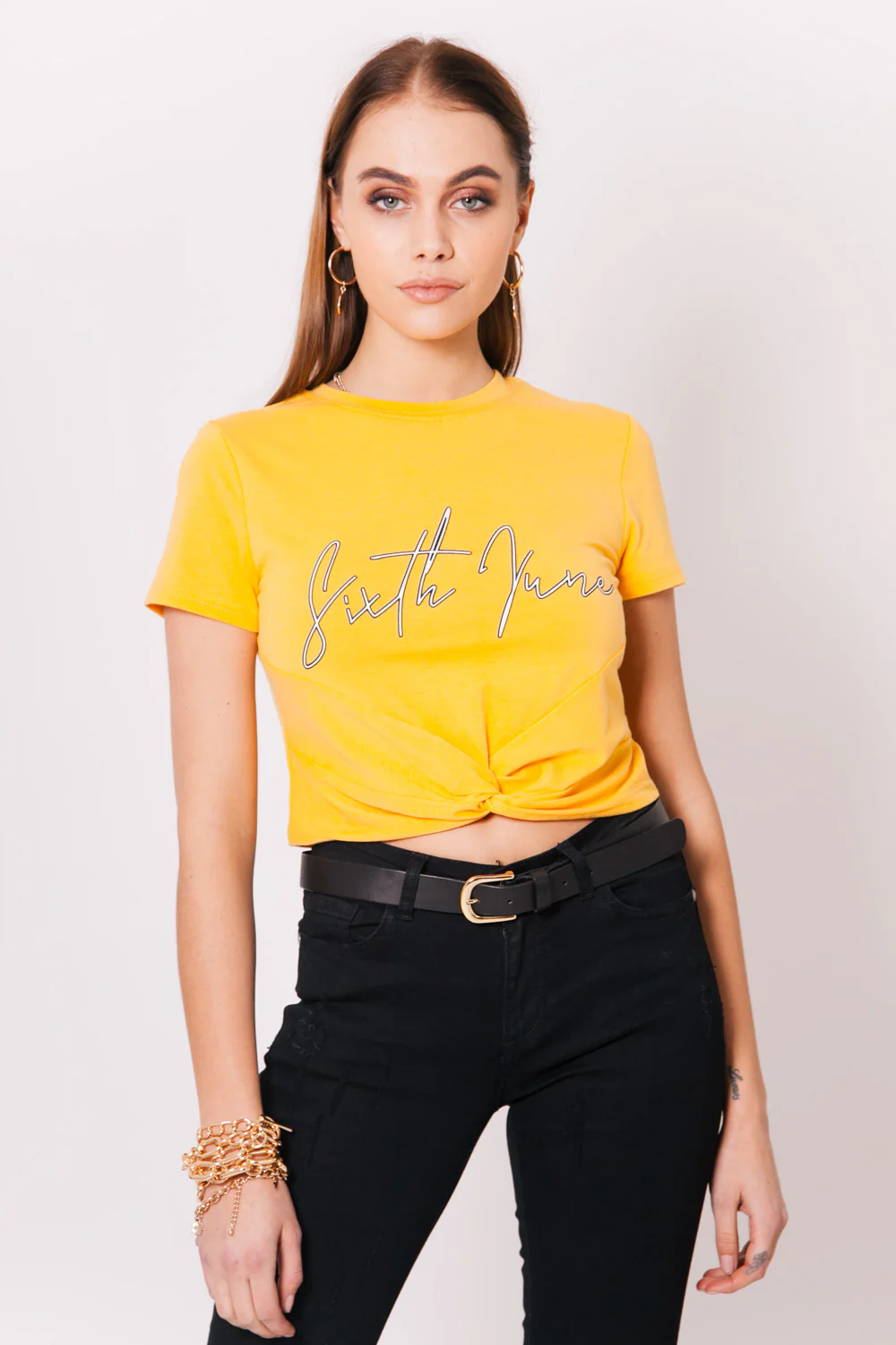 Crop-top noeud logo jaune - Image 2