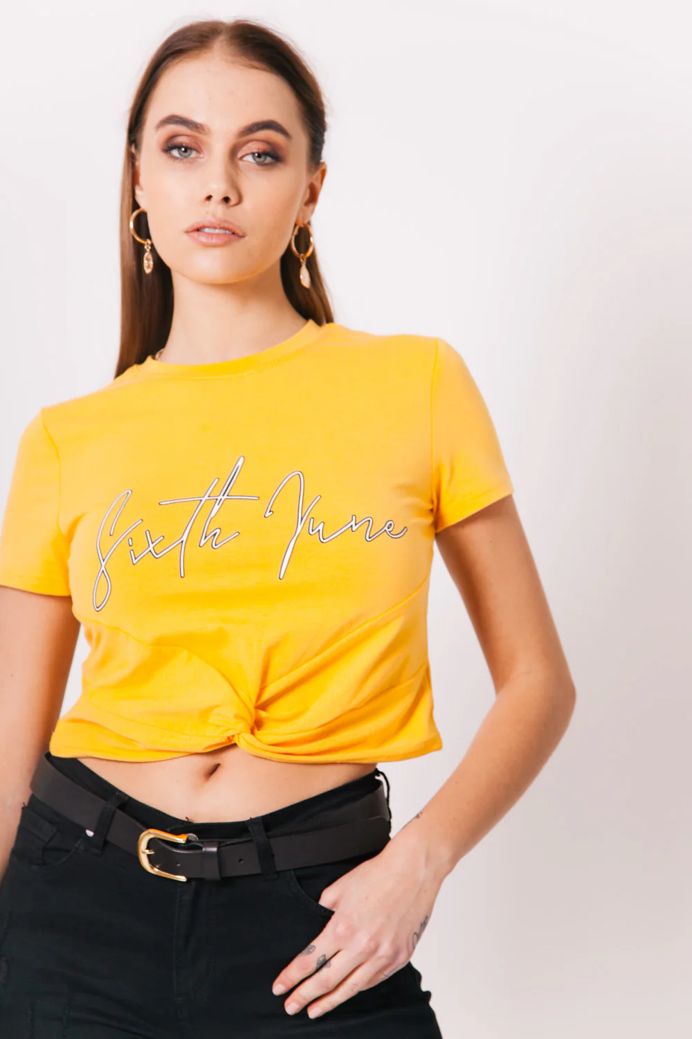 Crop-top noeud logo jaune - Image 3