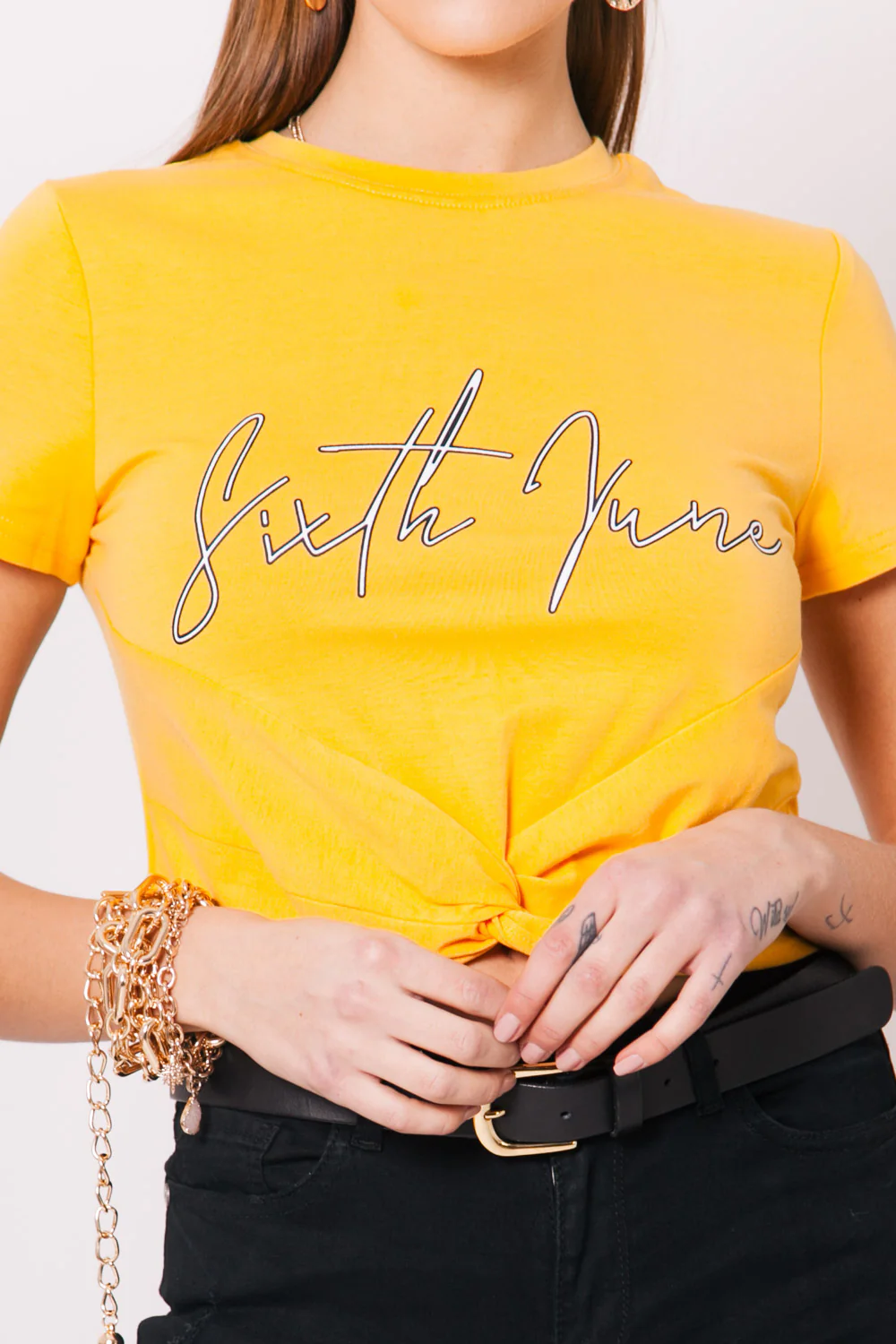 Crop-top noeud logo jaune - Image 5