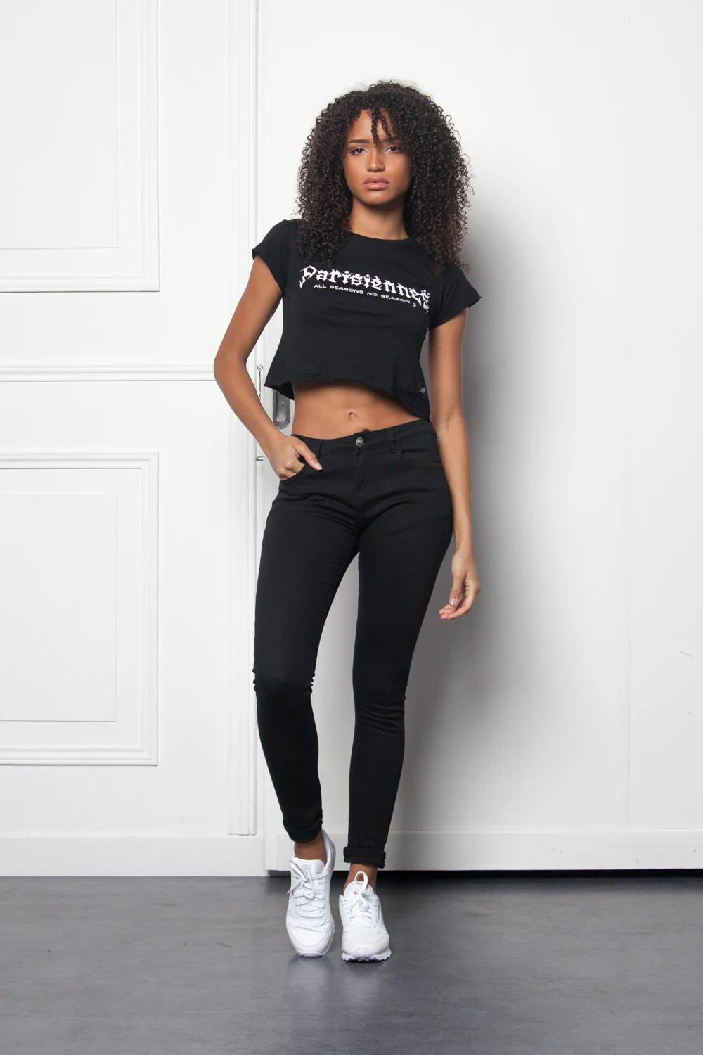 Crop top Parisiennes Women fire effect font black W2630CTS - Image 2