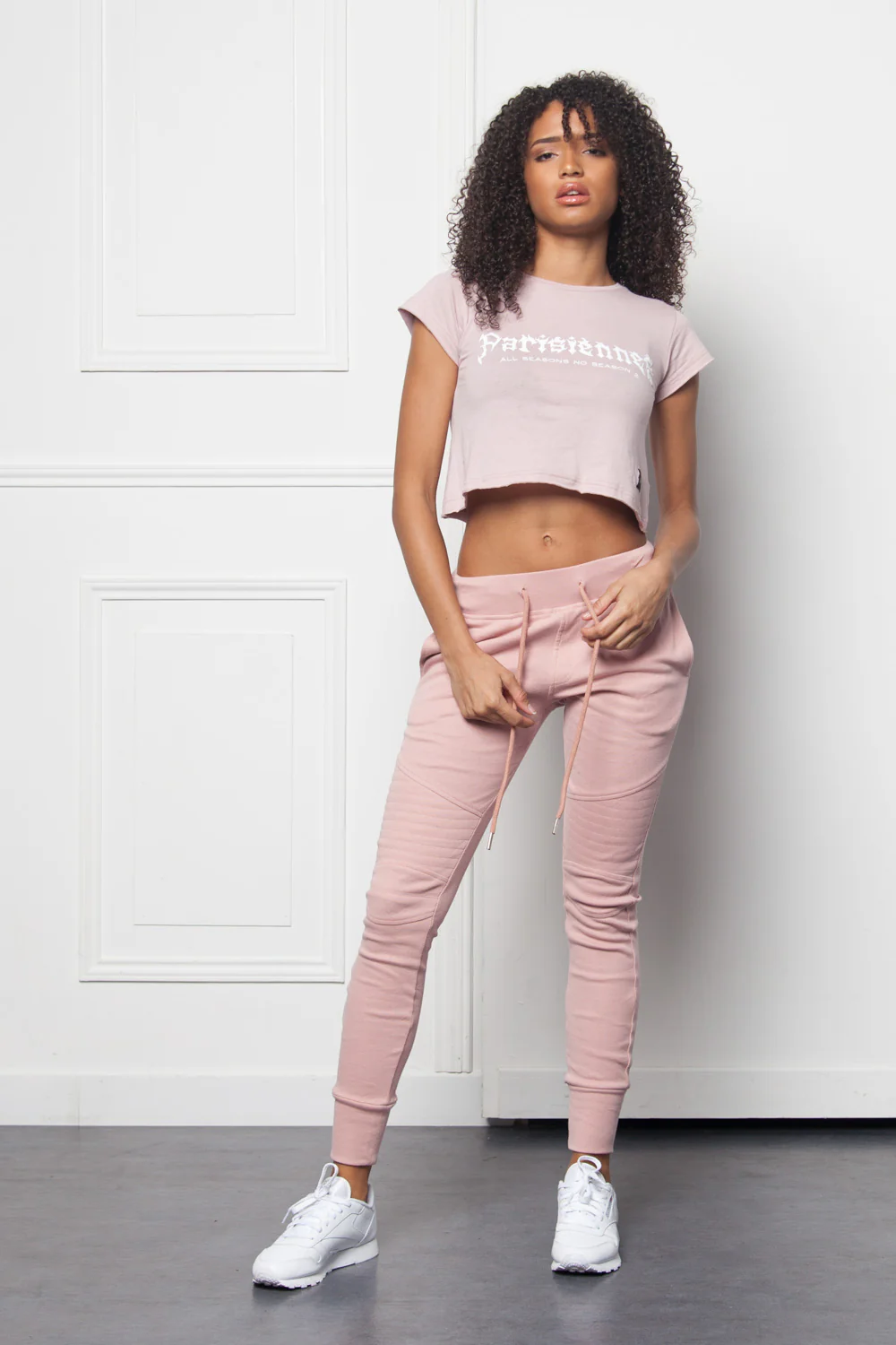 Crop top Parisiennes Women fire effect font stone pink W2630CTS - Image 2