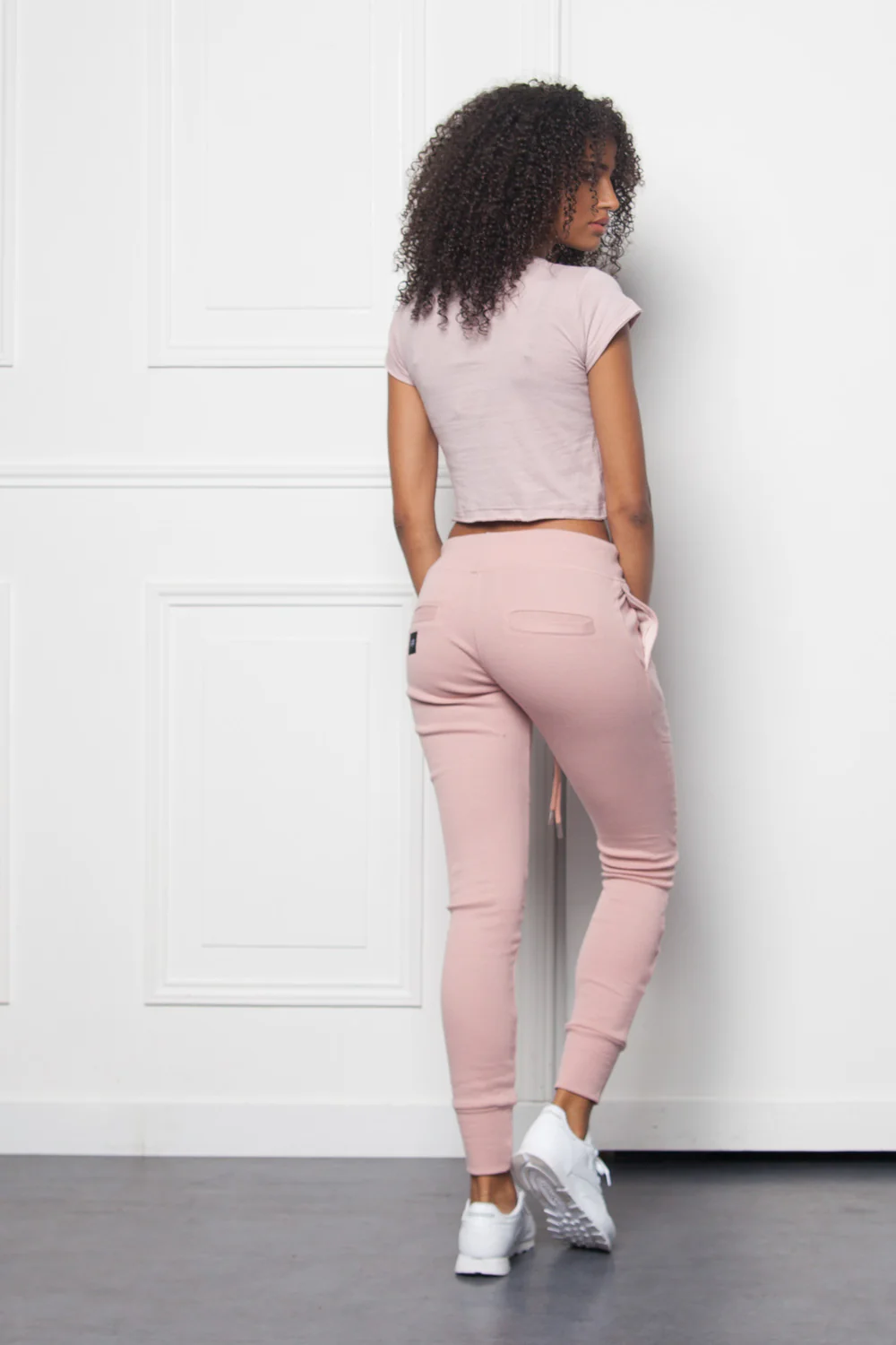 Crop top Parisiennes Women fire effect font stone pink W2630CTS - Image 4