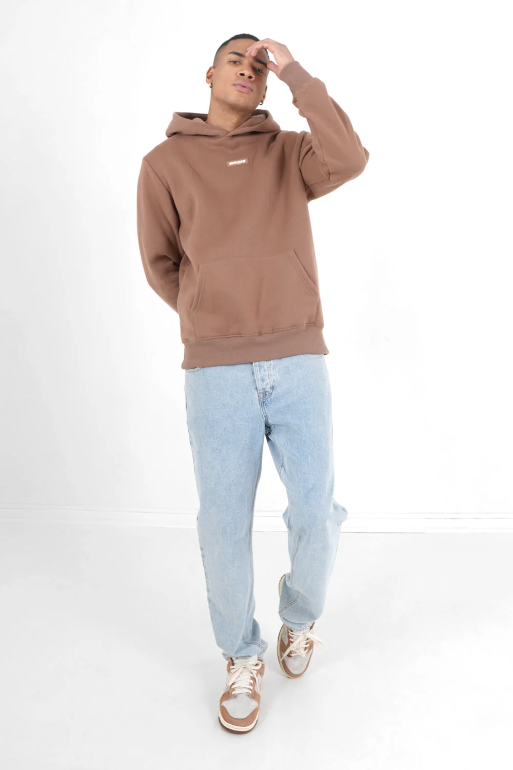 Sweatshirt capuche logo bouclette Marron - Image 2