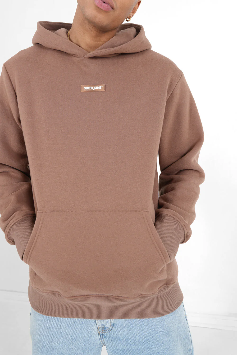Sweatshirt capuche logo bouclette Marron - Image 3