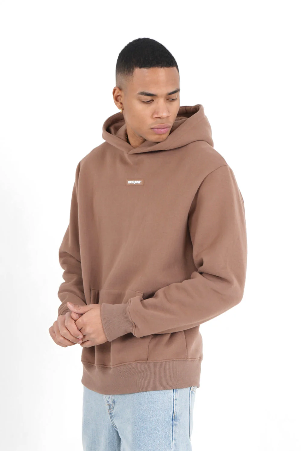 Sweatshirt capuche logo bouclette Marron - Image 4