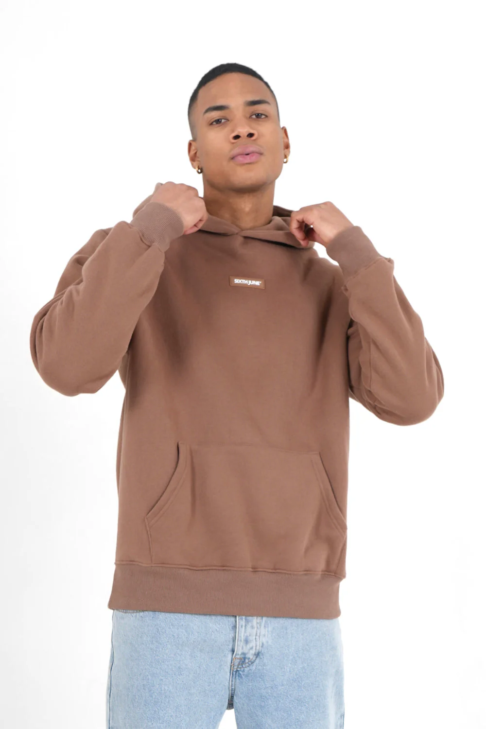 Sweatshirt capuche logo bouclette Marron - Image 5